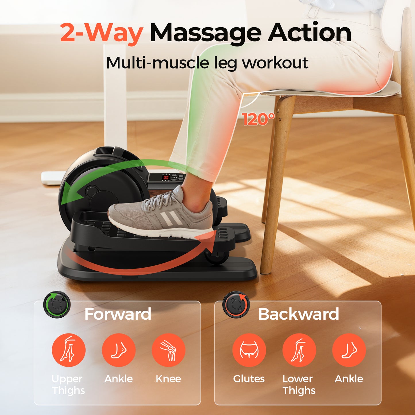Under Desk Elliptical Exercise Machine, Electric Elliptical for Seniors with 10 Level Adjustable Resistance & Speeds, Quiet Portable Elliptical Machine with Remote for Home Office
