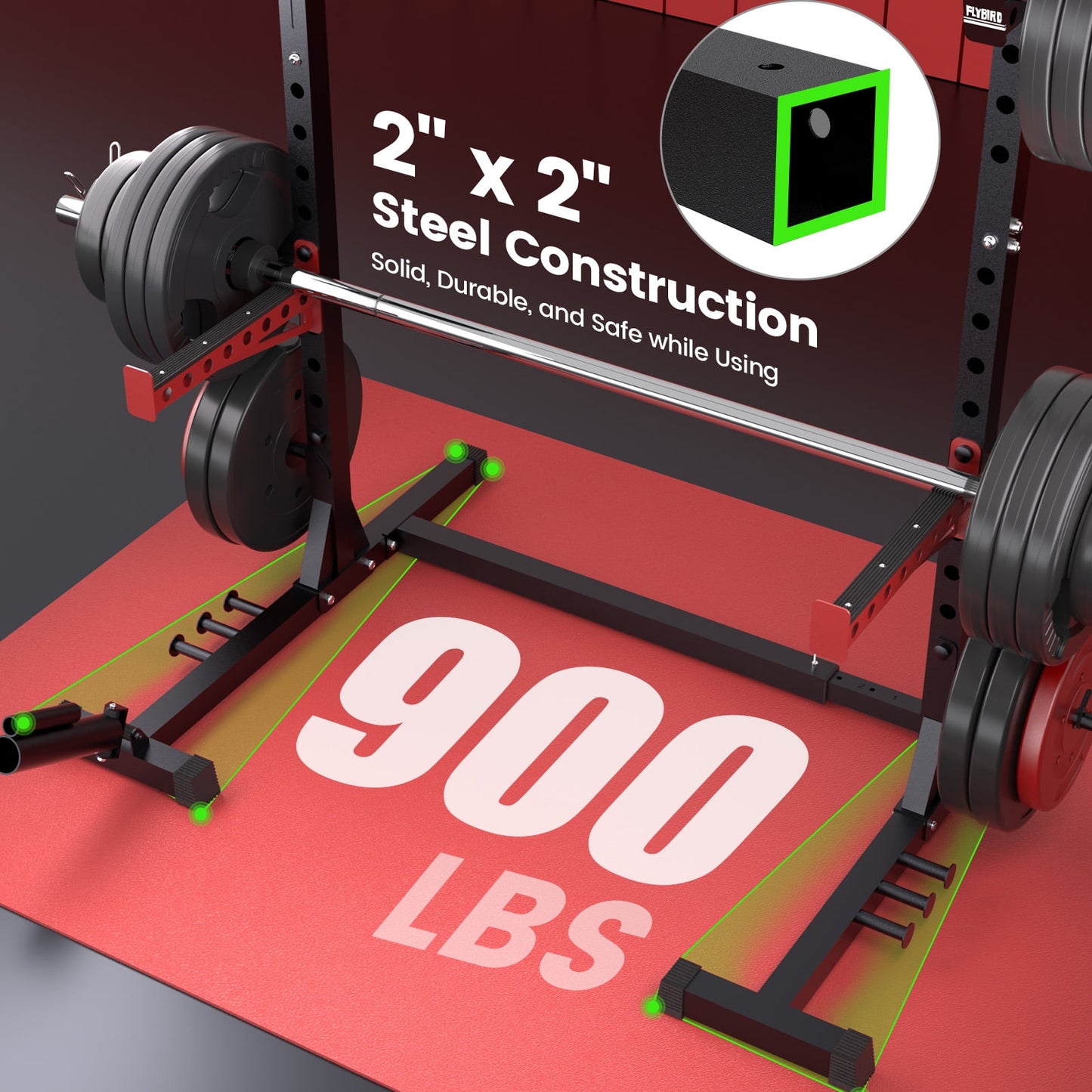 FLYBIRD Adjustable Squat Rack with Pull-Up Bar