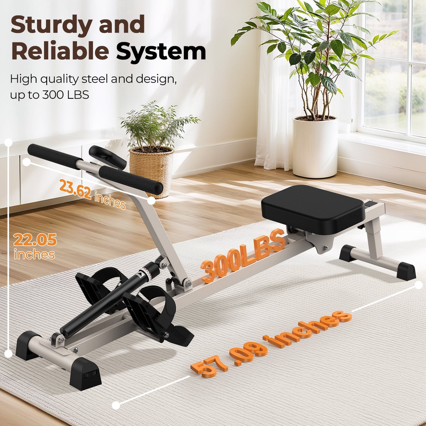 Feierdun Rowing Machine Rower Exercise for Home Cardio Workouts, 12 Adjustable Resistance