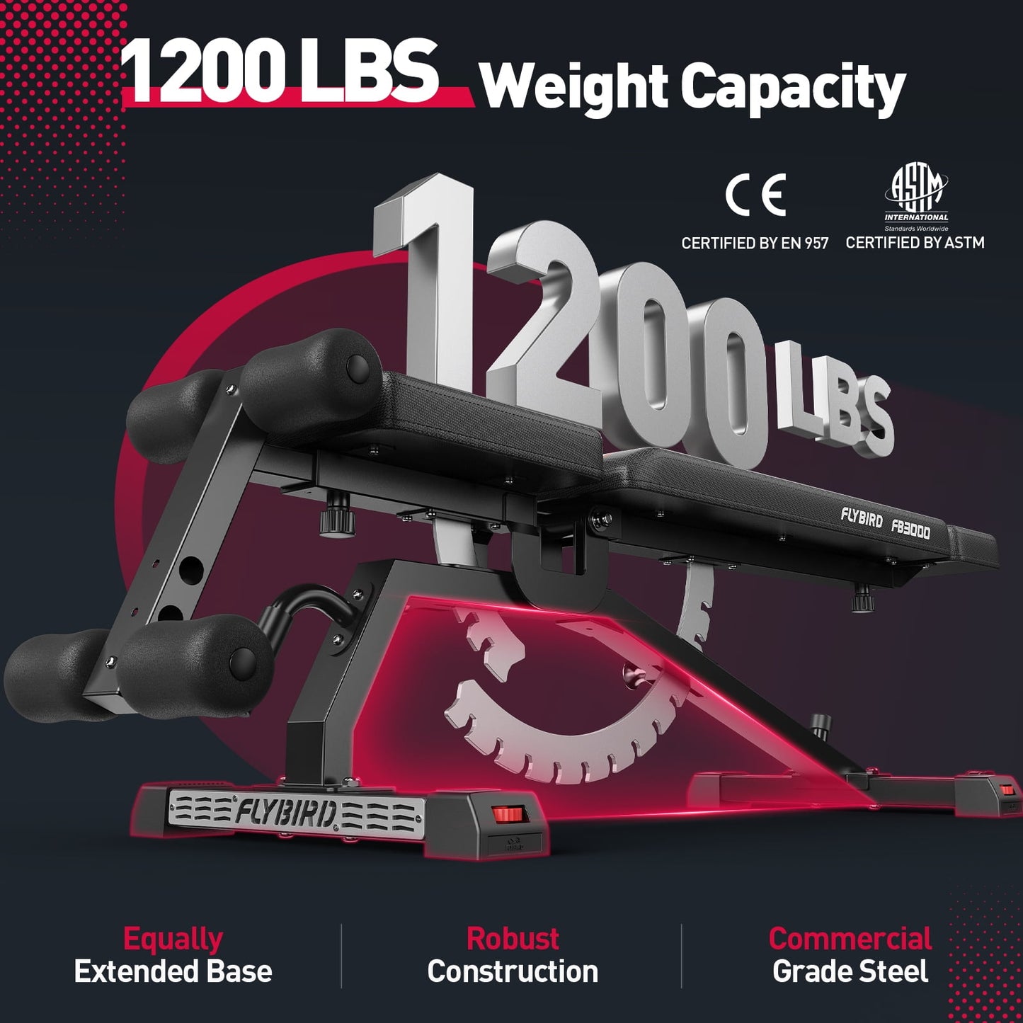 FLYBIRD Adjustable Weight Bench, 1200LBS Foldable Strength Training Bench