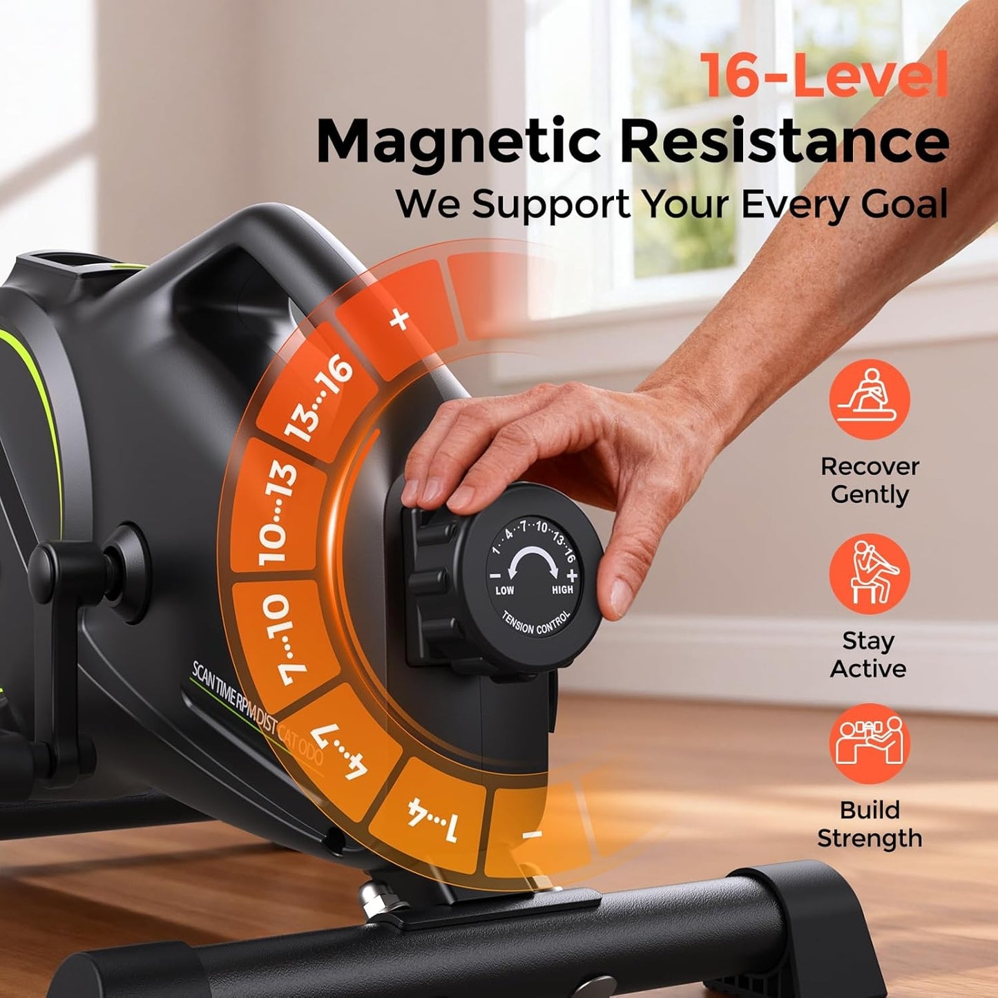 YOSUDA Under Desk Bike with 16-Level Magnetic Resistance, Mini Exercise Bike with Bluetooth App