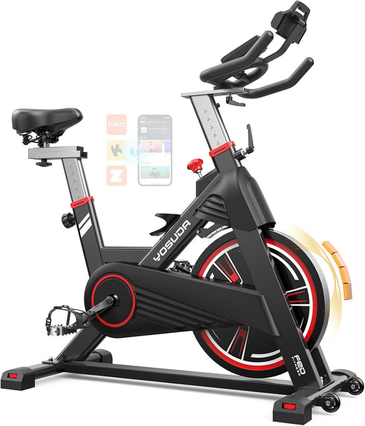 YOSUDA PRO Magnetic Exercise Bike 350 lbs Weight Capacity - Indoor Cycling Bike Stationary with Comfortable Seat Cushion, Silent Belt Drive 010C