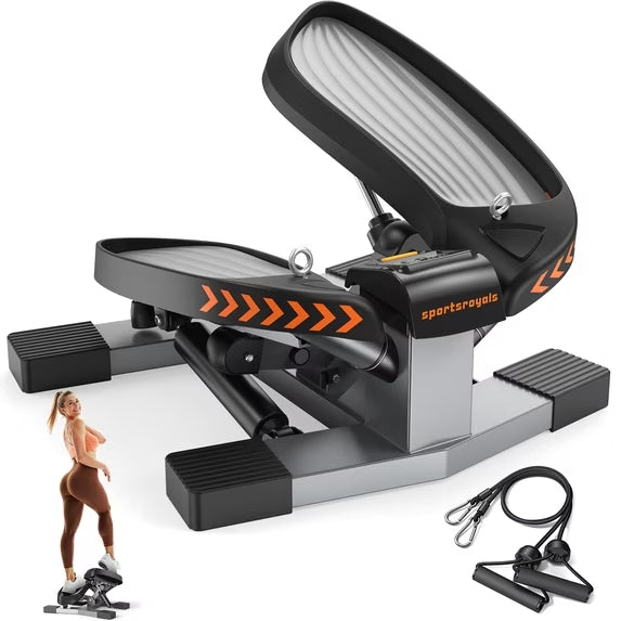 Sportsroyals Mini Stepper Exercise Machine with Resistance Bands, Compact Stair Stepper for Home Workout, 330 lb Weight Capacity