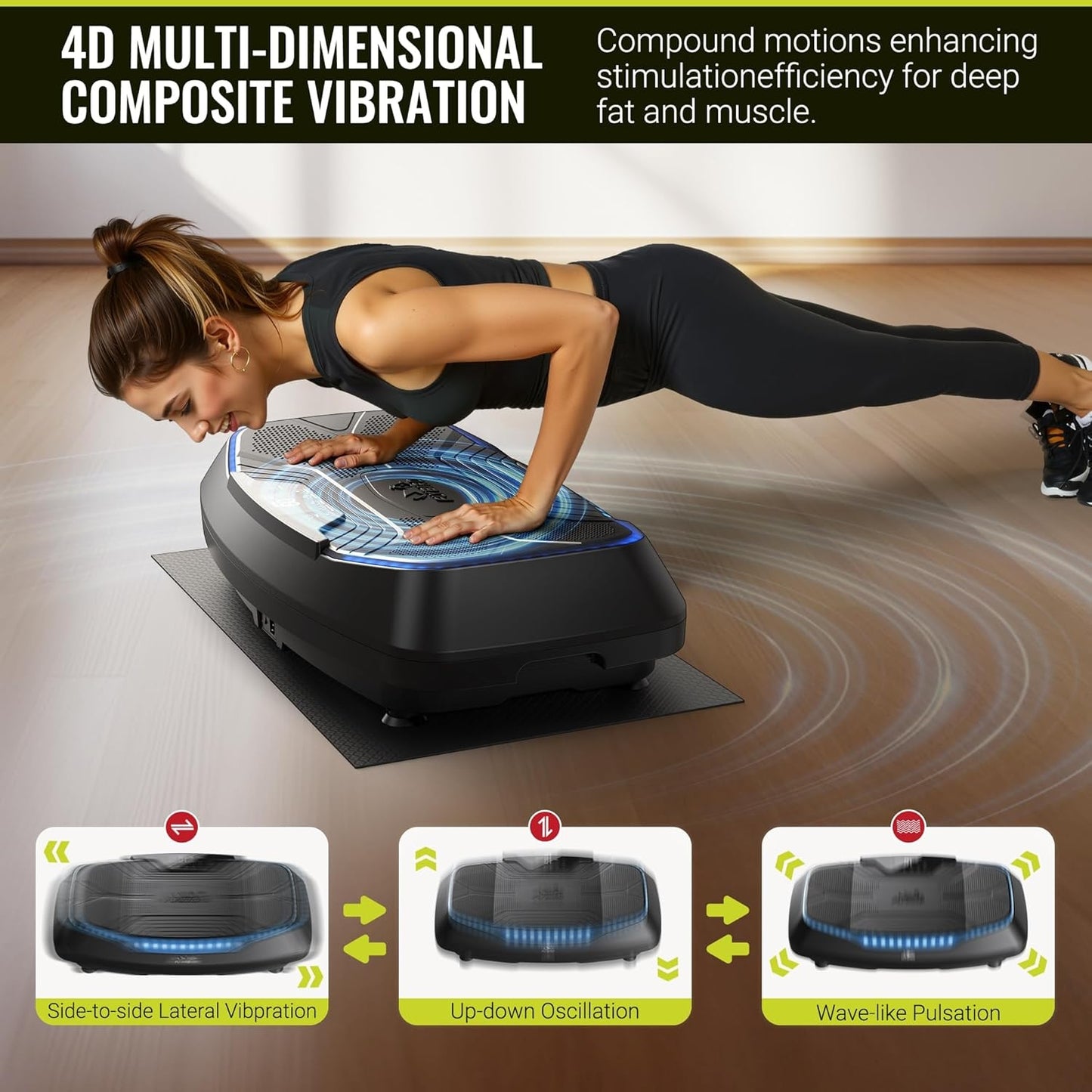 FLYBIRD Vibration Plate Exercise Machine, Adjustable Speed High Intensity Vibration for Muscle Toning Weight Loss Lymphatic Drainage, Full Body Workout Vibration Plate