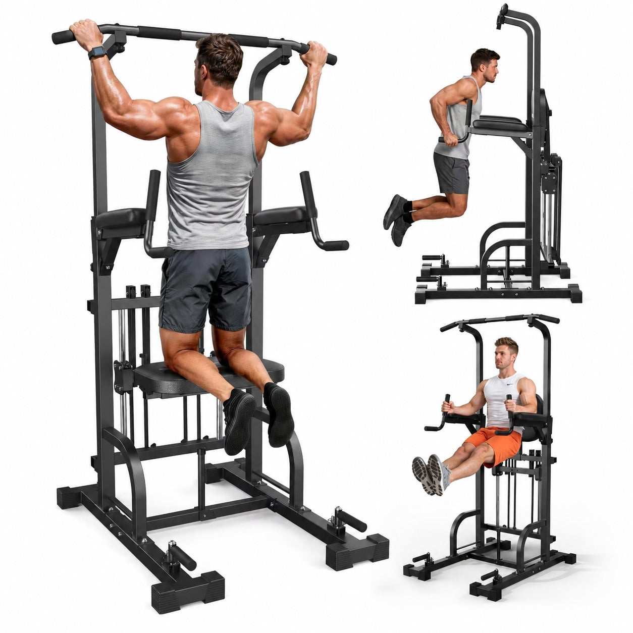 Sportsroyals Power Tower Pull Up Bar Station, 450LBS Stable Pull Up Dip Station for Home Gym Strength Training Equipment (Copy)
