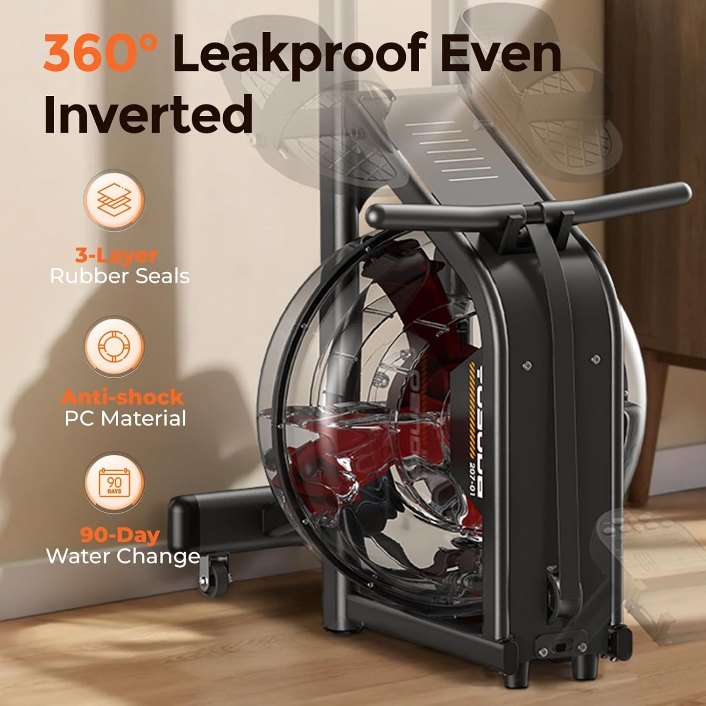 YOSUDA Home Water Rower Machine, 350 lbs Max Weight, with LCD Display