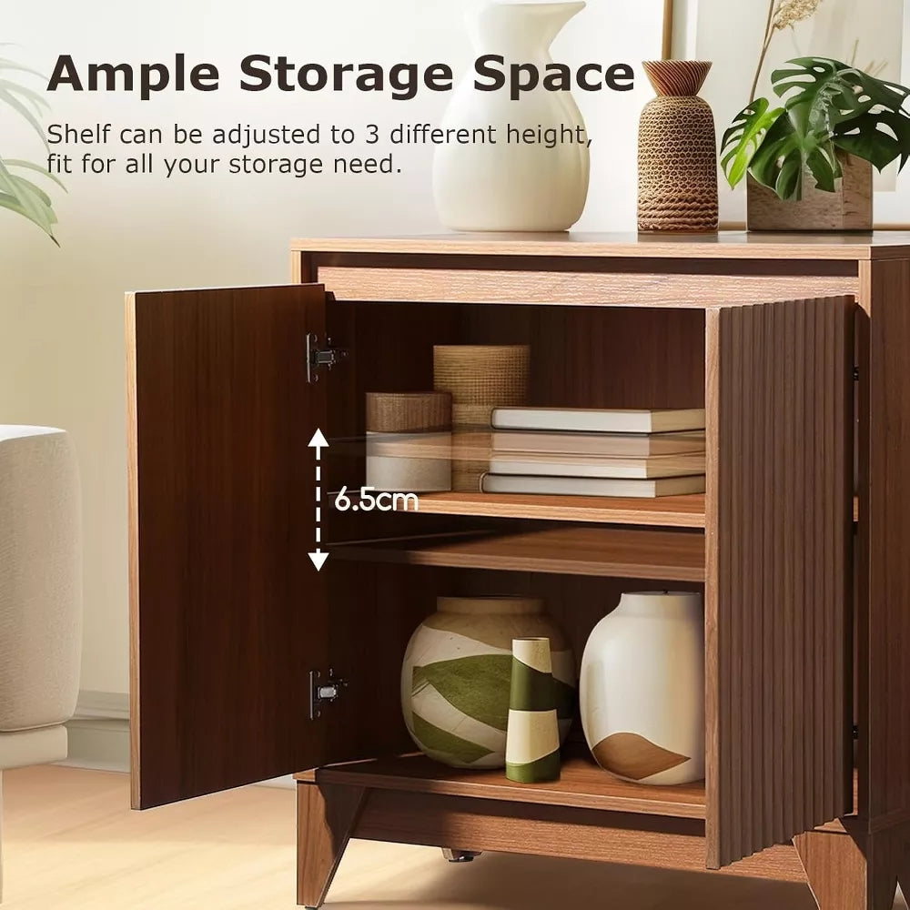 KOLIGEY 32" Tall 2 - Door Accent Brown Cabinet With Adjustable Shelf