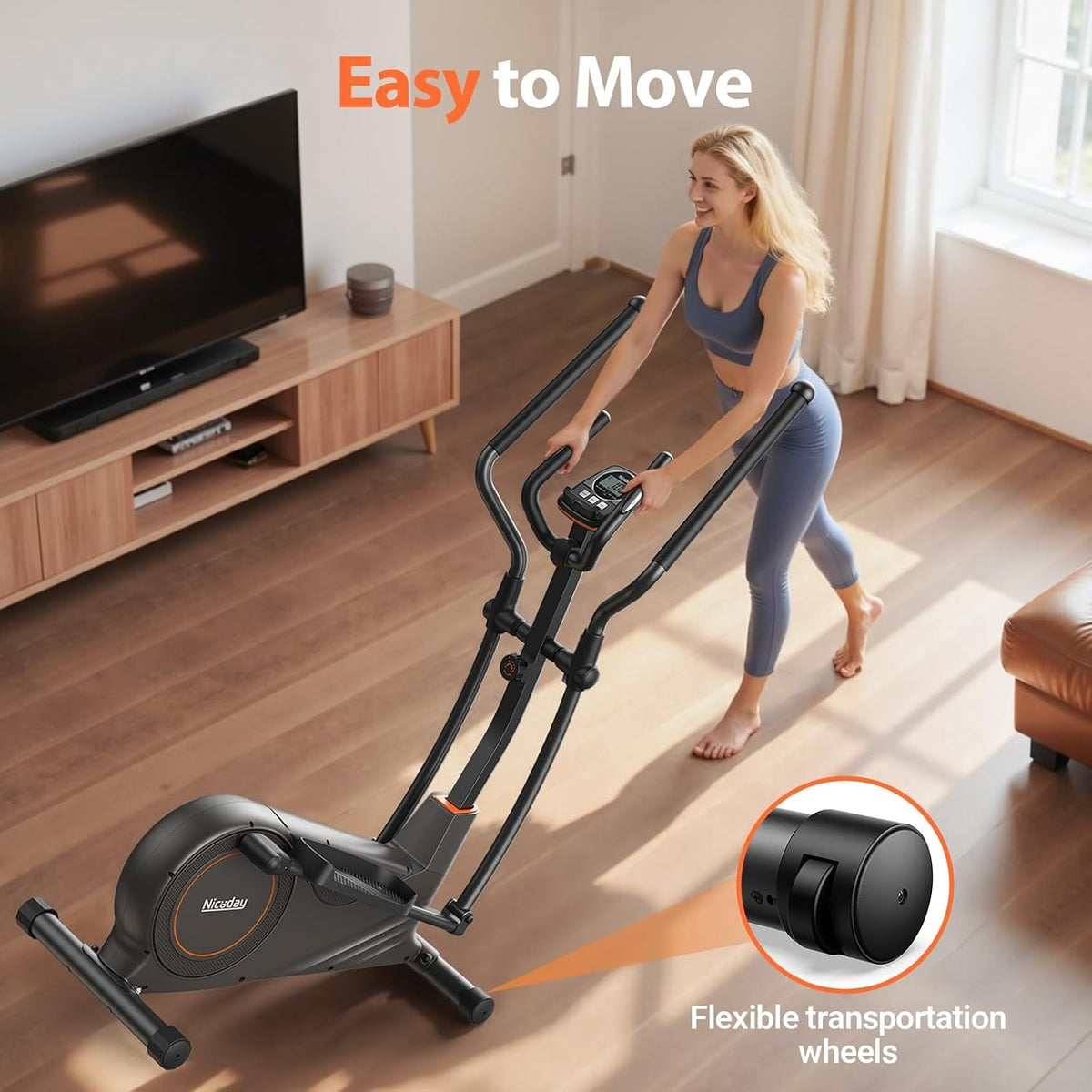 Niceday Elliptical Exercise Machine with 15.5IN/16IN/20IN Stride | Magnetic Elliptical Trainer for Home Use, 16 Resistance Levels, 400LBS Loading Capacity, Support Kinomap APP