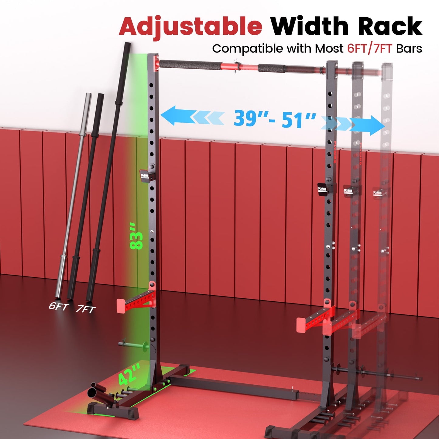 FLYBIRD Adjustable Squat Rack with Pull-Up Bar