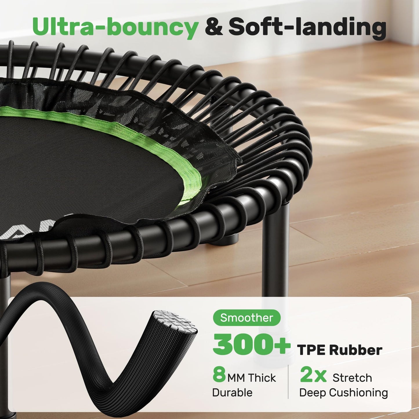 BCAN 450/550LBS Mini Rebounder Trampoline for Adults with Bar, Fitness Trampoline with Bungees, Adjustable Handle, Stable & Quiet, Indoor Outdoor, Whole-Body Workout & Relaxation at Home-40IN/48IN (Copy)