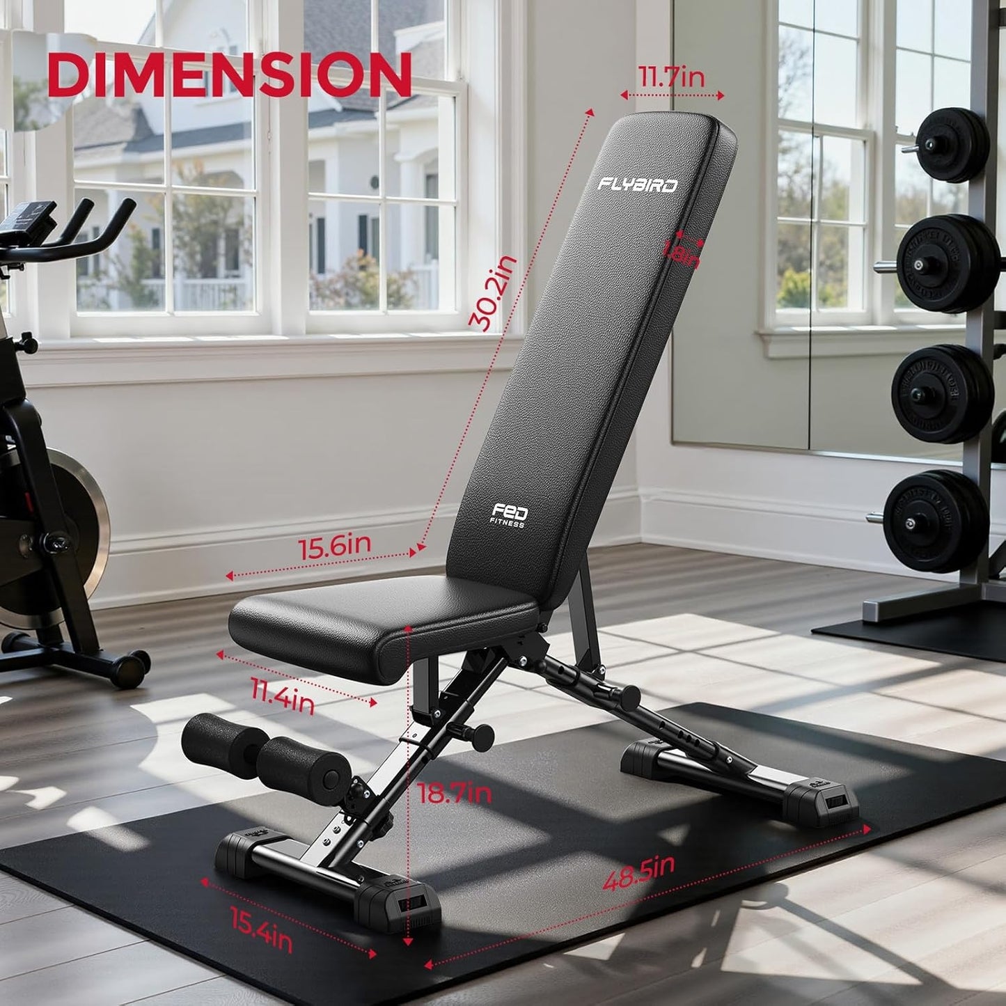 Flybird Collapsible Adjustable Weight Bench - Heavy Duty Foldable Fitness Exercise Utility