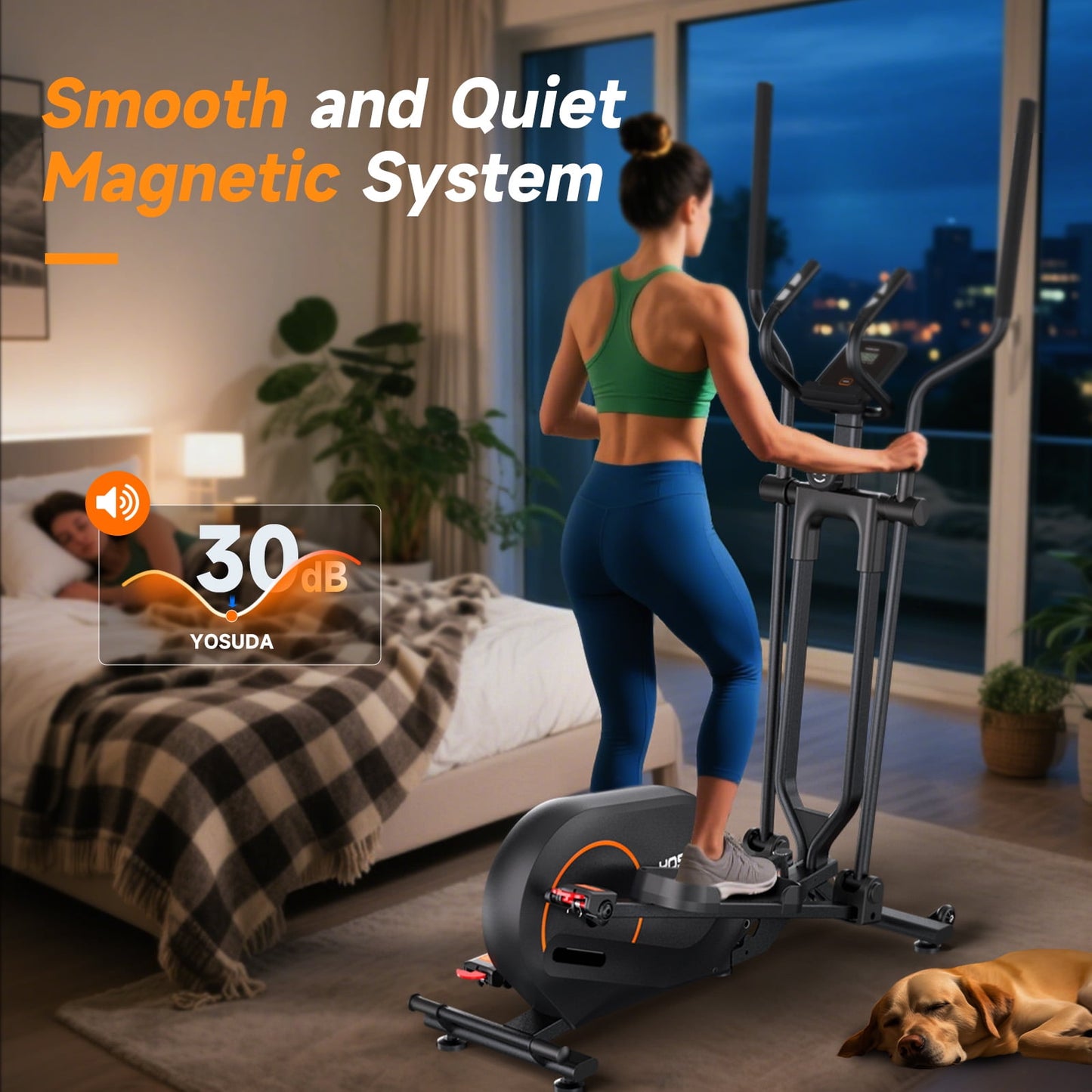 YOSUDA Foldable Elliptical Machines, 16 Resistance Levels Magnetic Elliptical Trainer for Home Gym Cardio with 350 lbs capacity