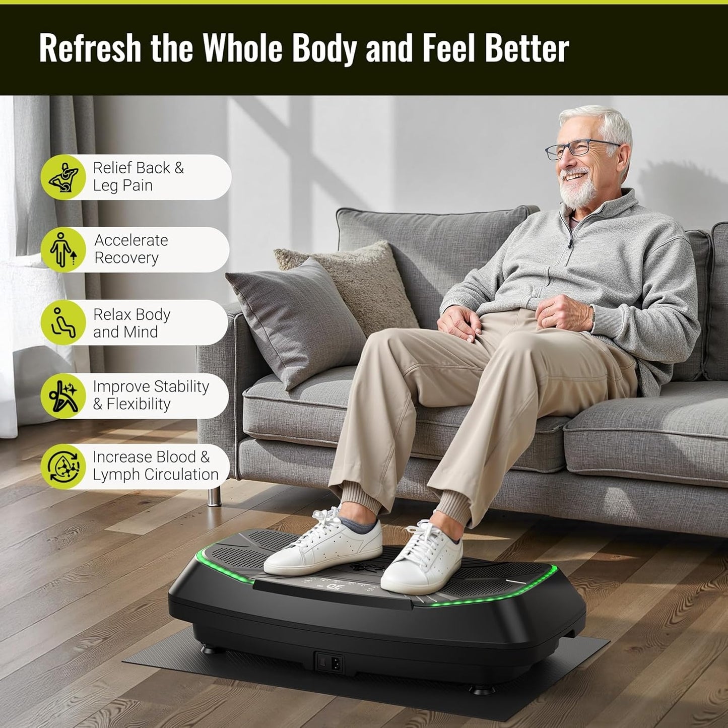 FLYBIRD Vibration Plate Exercise Machine, Adjustable Speed High Intensity Vibration for Muscle Toning Weight Loss Lymphatic Drainage, Full Body Workout Vibration Plate
