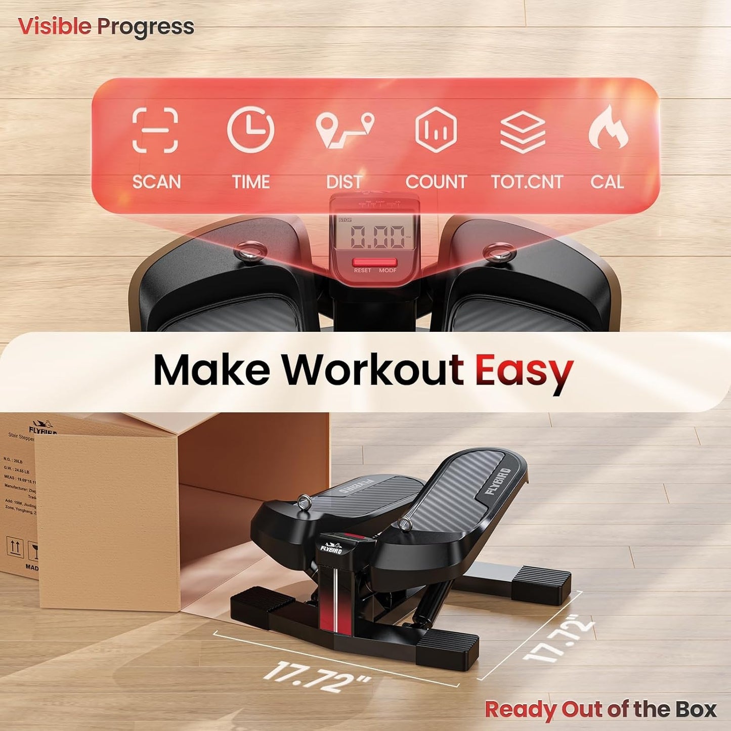 FED FITNESS Stair Stepper Machine for Workout,350 LBS Capacity Twisting Stepper for Cardio Burning,Legs,Hips & Glutes,Fitness Equipment