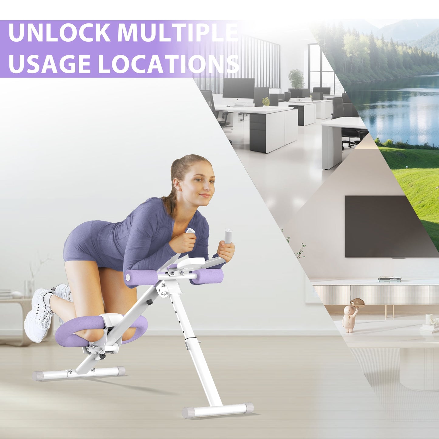 Foldable Ab Machine, Adjustable Ab Machine Full Body Workout for Home Gym, Core & Abdominal Trainer Fitness Equipment for Body Shaping with LCD Display