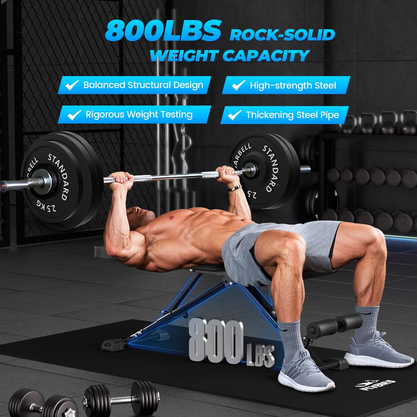 Flybird Collapsible Adjustable Weight Bench - Heavy Duty Foldable Fitness Exercise Utility