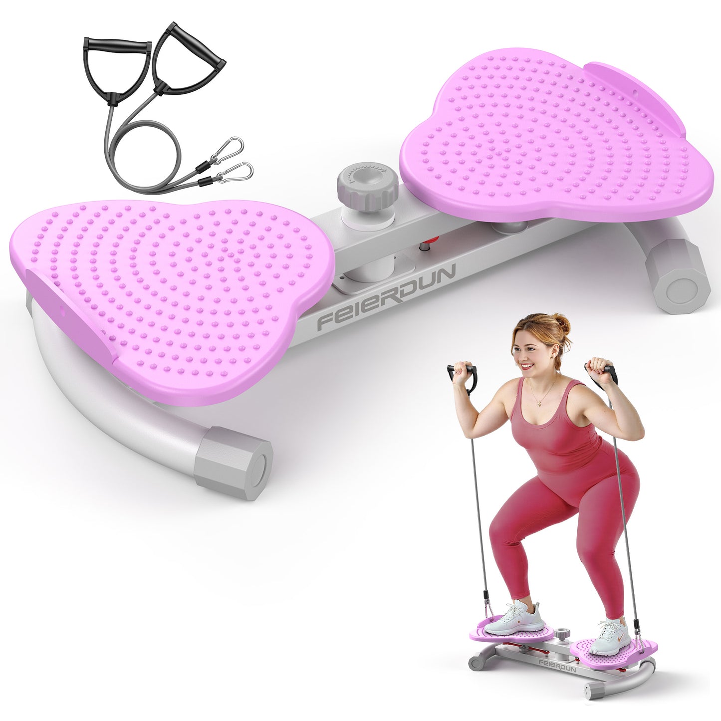 Feierdun Exercise Twist Boards for Home Workout,Waist Twister Machine Exercise,Balance Board for Weight Loss (Pink)