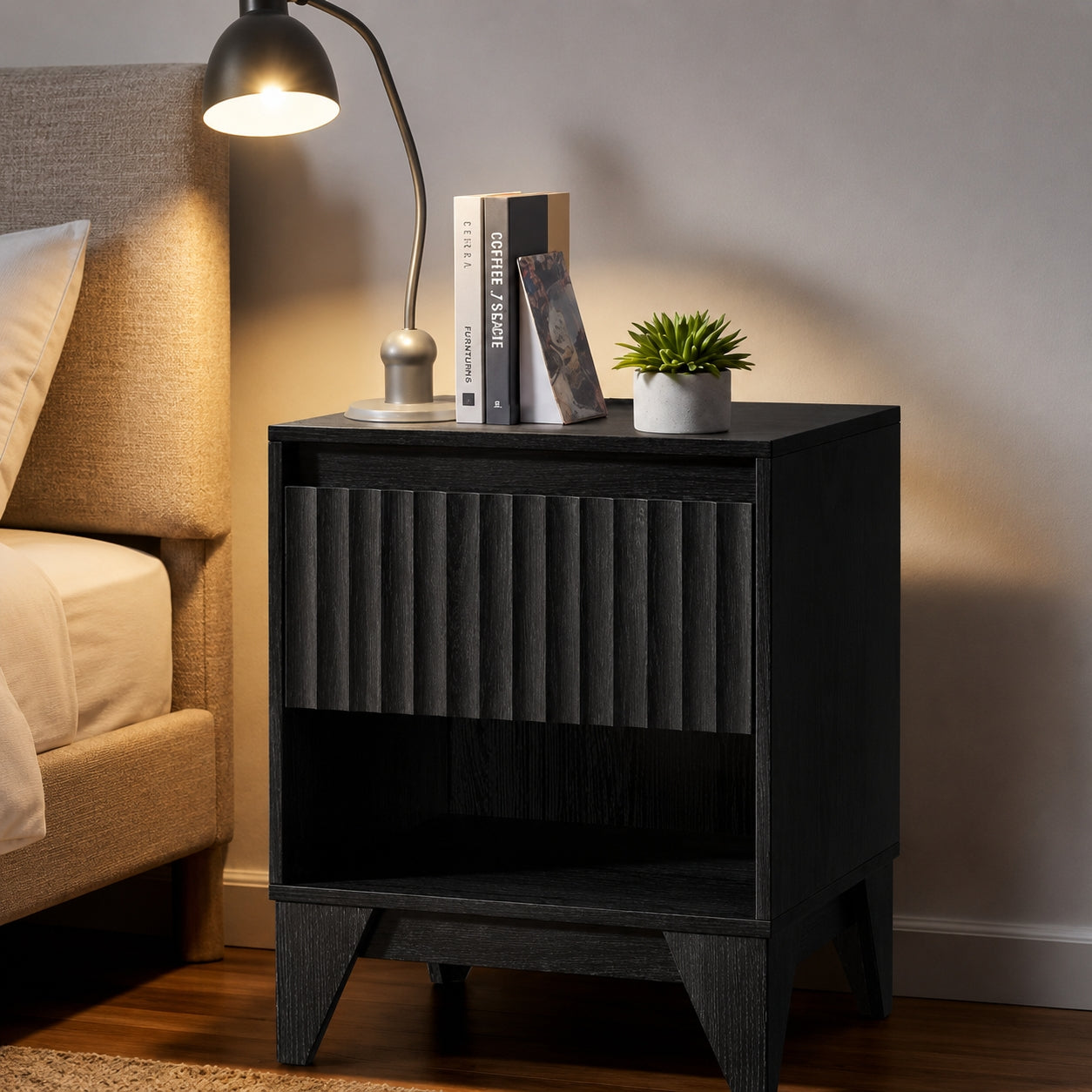 KOLIGEY 1 - Drawer Nightstand With Charging Station, Versatile Side Table With Storage