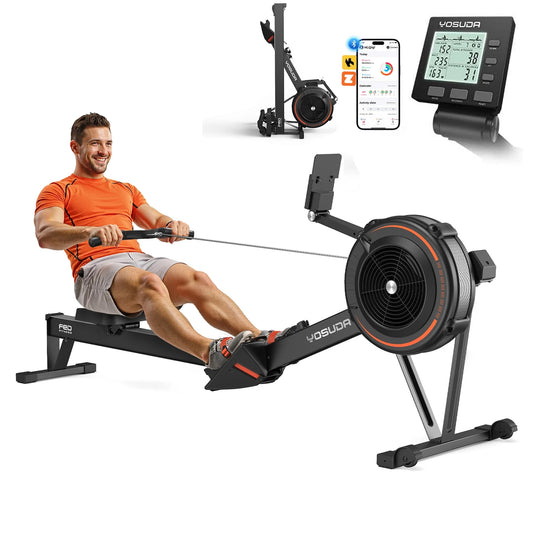 R2 Rowing Machine for Home, Professional Adjustable Air Resistance Rower Machines with Self-Powered Monitor, 53.7'' Row Rail, Ergonomic Comfort Seat, Easy Storage
