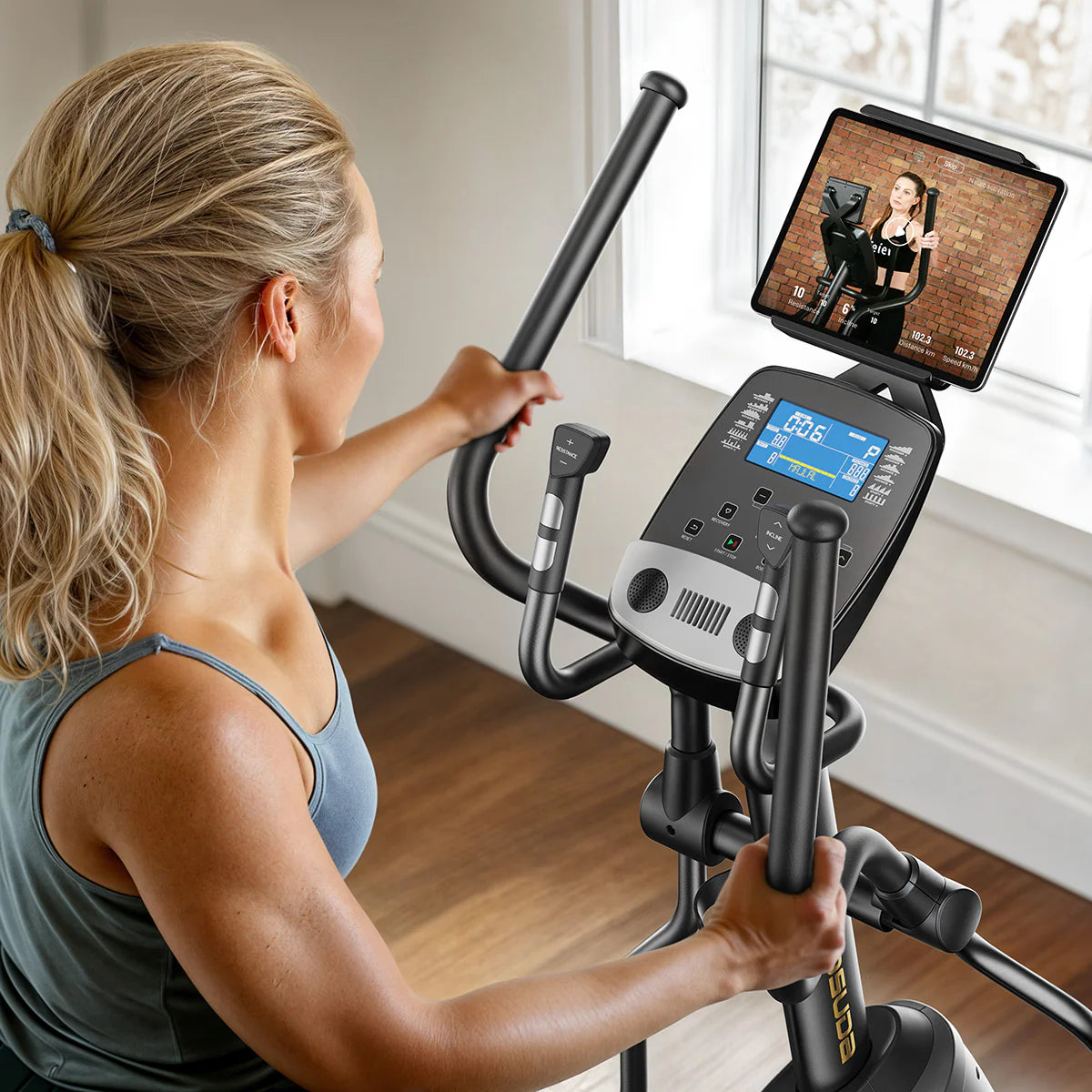 YOSUDA Dolphin Electromagnetic Elliptical Machine - Low-Impact Cardio Trainer with 32 Resistance Levels, LCD Monitor, and Silent Smooth Motion