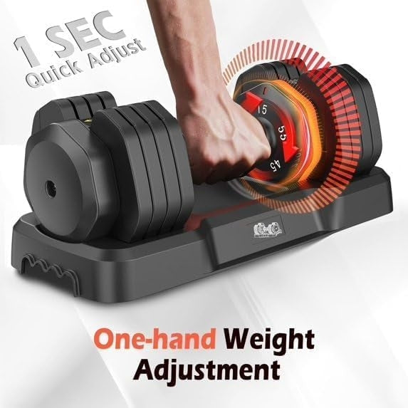 FEIERDUN Adjustable Dumbbell Set, Weight Set for Home Gym, 5-in-1 Free Weight Adjustable Dumbbells, Single Hand Twist Adjust with Non-Slip Handles, 90% Space Saving Strength Training for both Men&Women