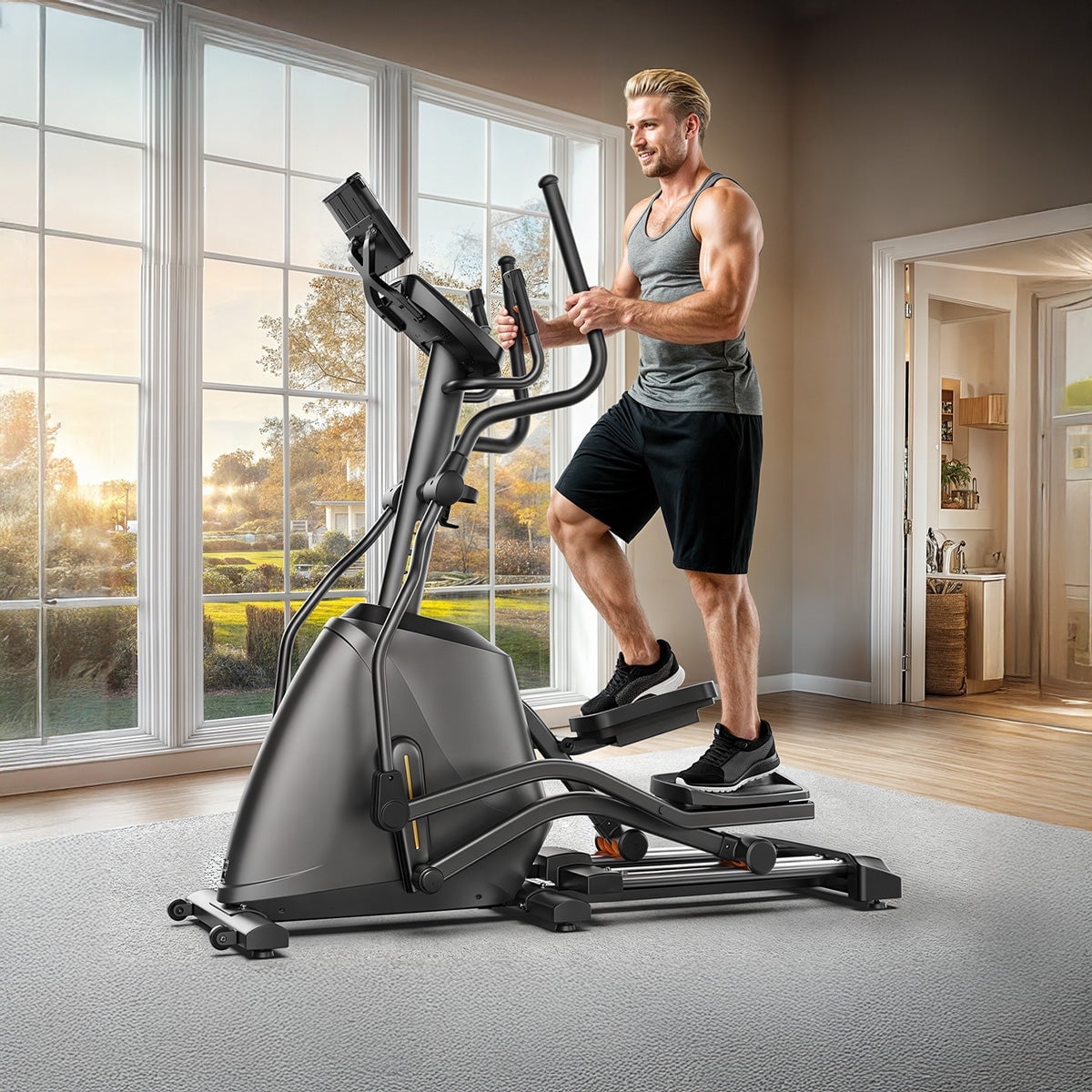 YOSUDA Dolphin Electromagnetic Elliptical Machine - Low-Impact Cardio Trainer with 32 Resistance Levels, LCD Monitor, and Silent Smooth Motion
