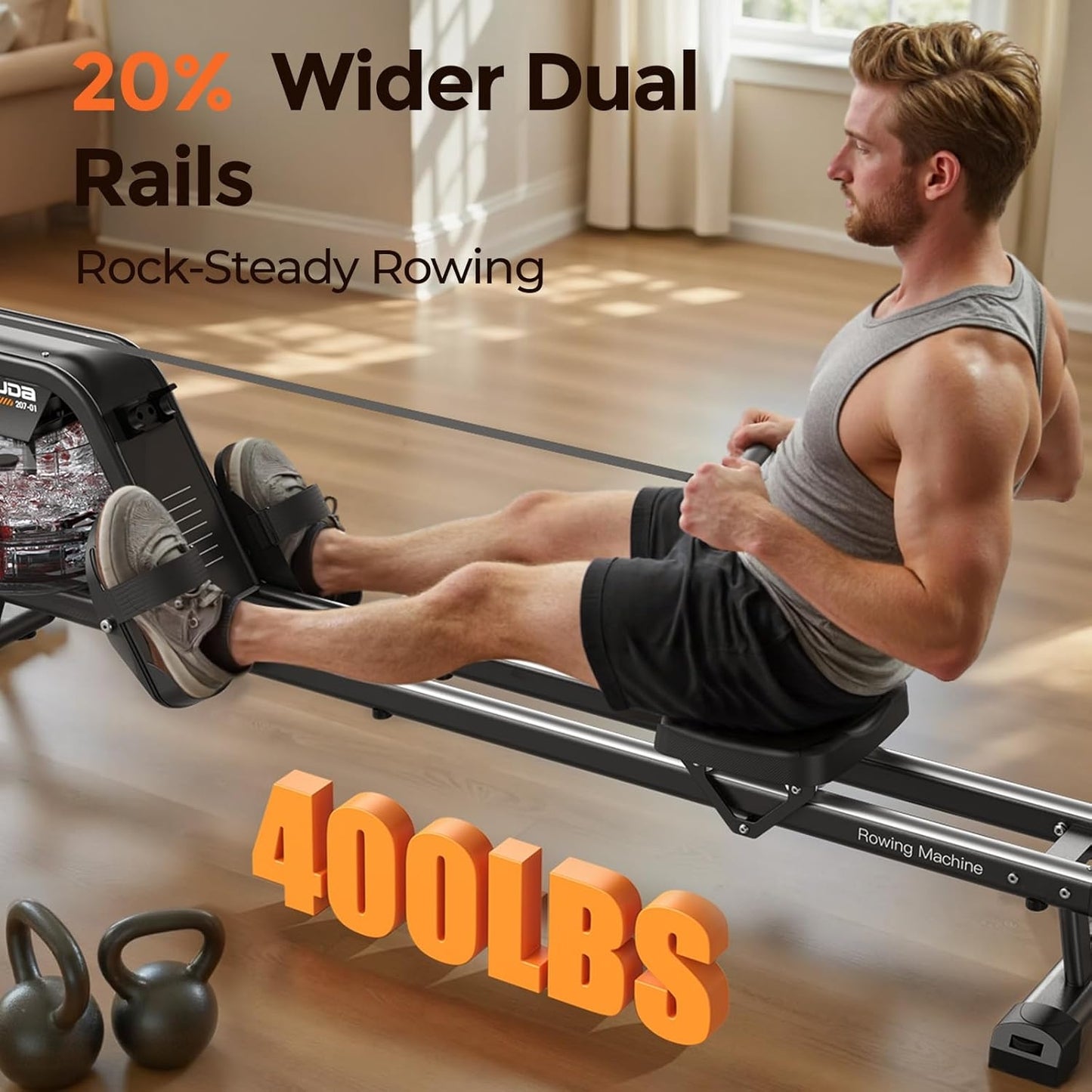 YOSUDA Home Water Rower Machine, 350 lbs Max Weight, with LCD Display