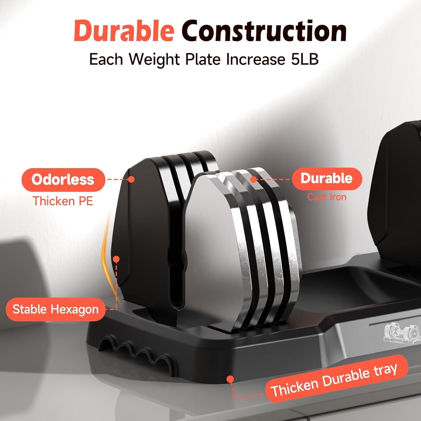 FED Fitness 55LB Adjustable Dumbbells Single,15LB to 55LB Hex Adjustable Dumbbells of 2 Anti-Slip Handle, Suitable for Home Gym Exercise Equipment