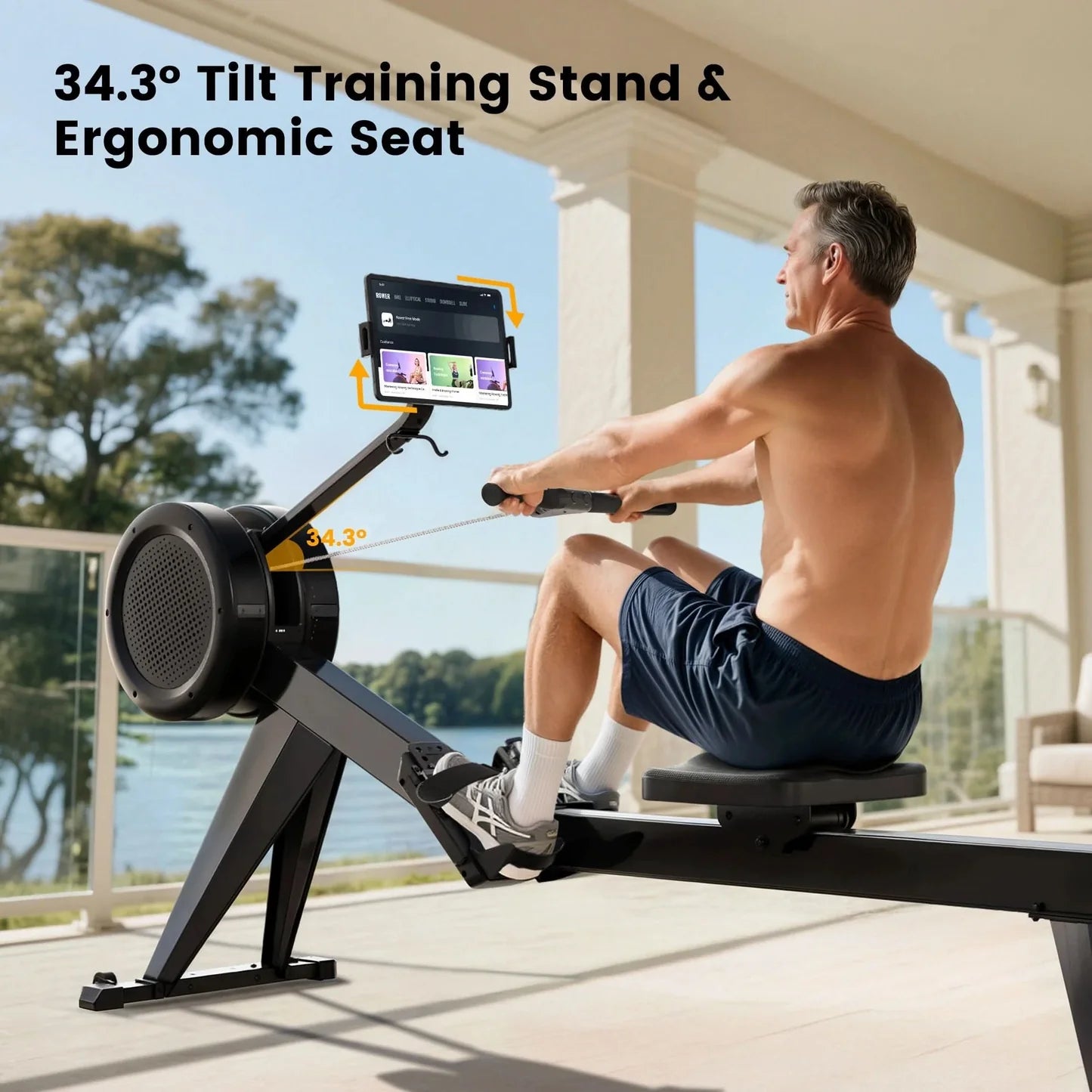 YOSUDA Dash Air-Magnetic Rowing Machine, Dual-resistance Rower Machine