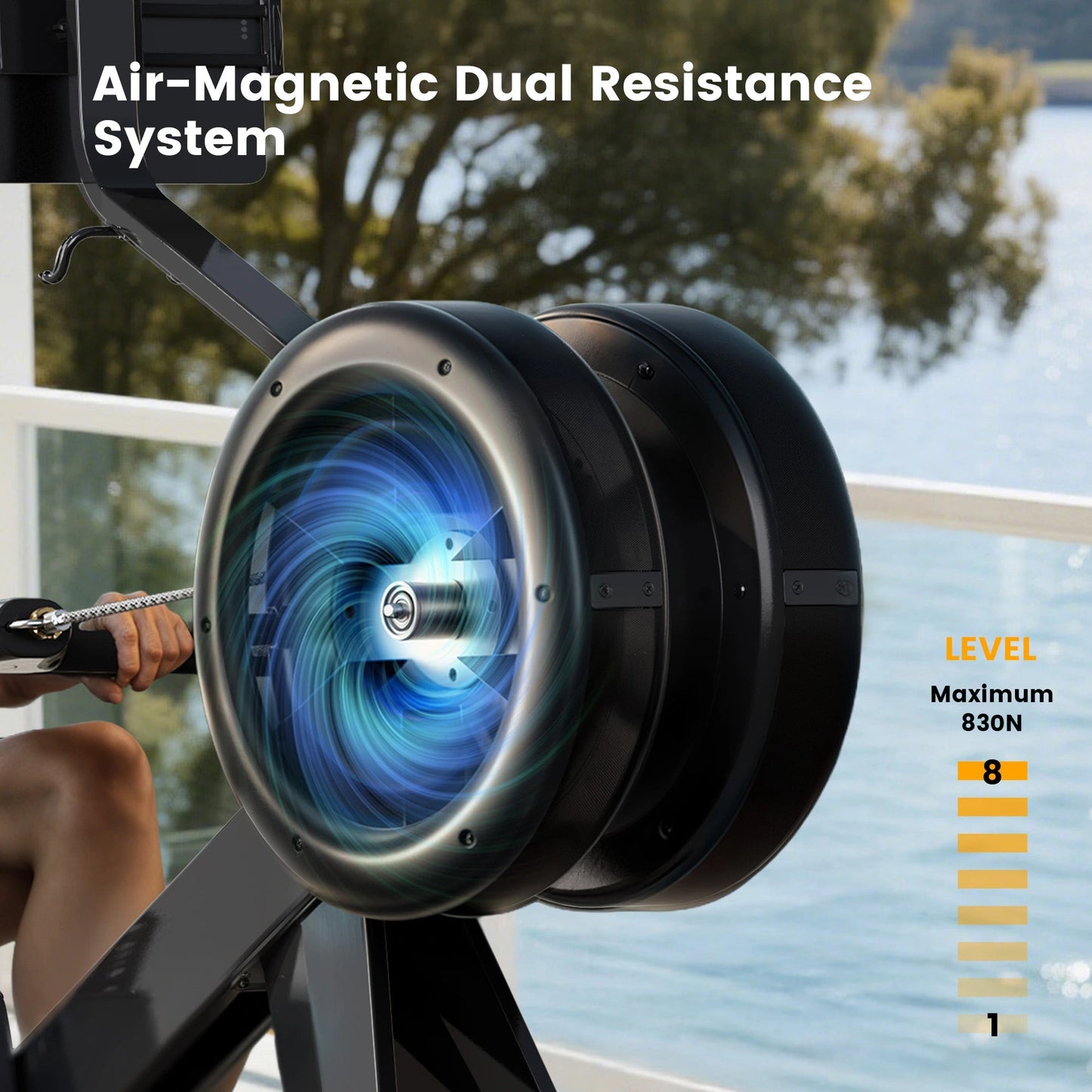 YOSUDA Dash Air-Magnetic Rowing Machine, Dual-resistance Rower Machine