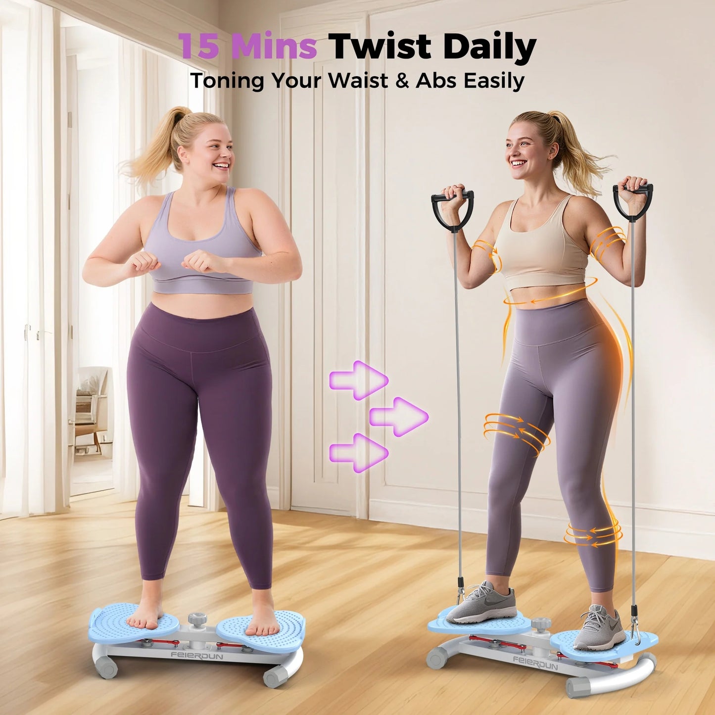 Exercise Twist Boards for Home Workout,Waist Twister Machine Exercise,Balance Board for Foot Massage and Weight Loss (Pink)