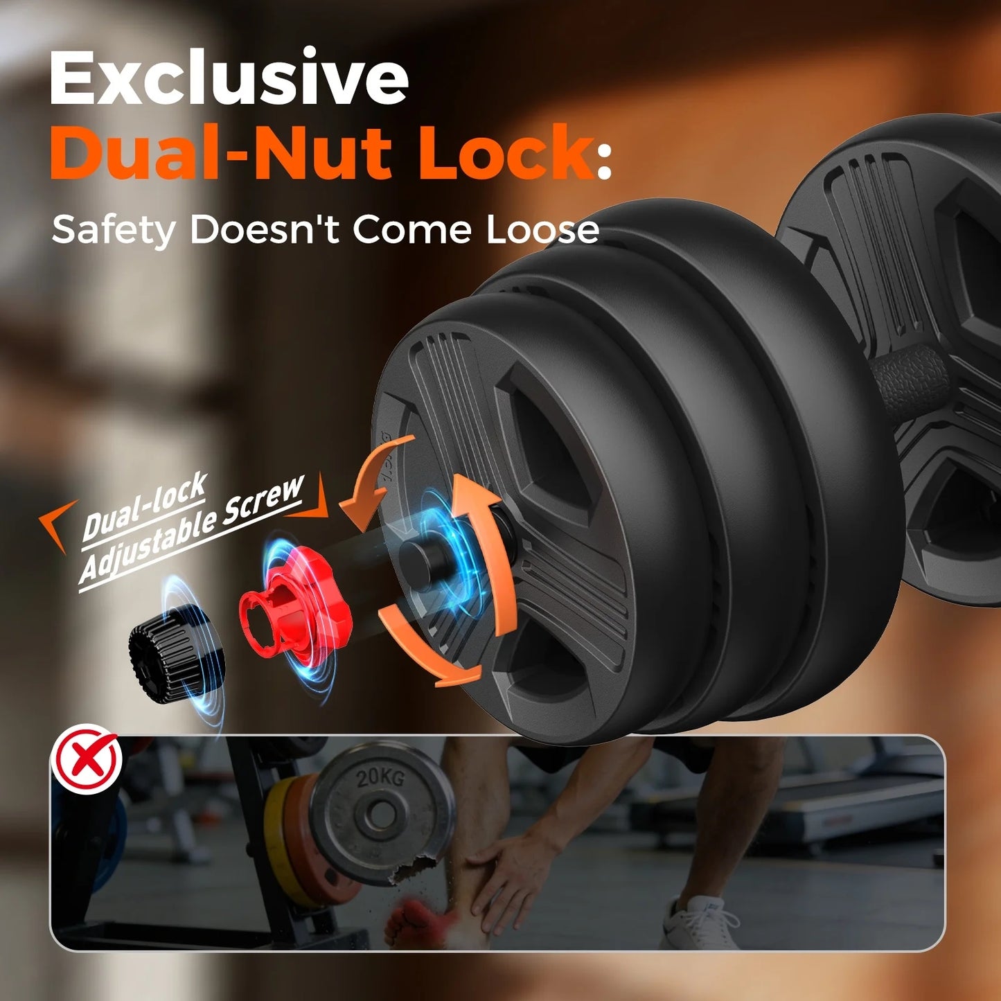 FED FITNESS Adjustable Dumbbells, 35lbs Free Weight Set with Connector, 5 in1 Dumbbells Set as Barbell, Kettlebells,Fitness Exercises for Home Gym