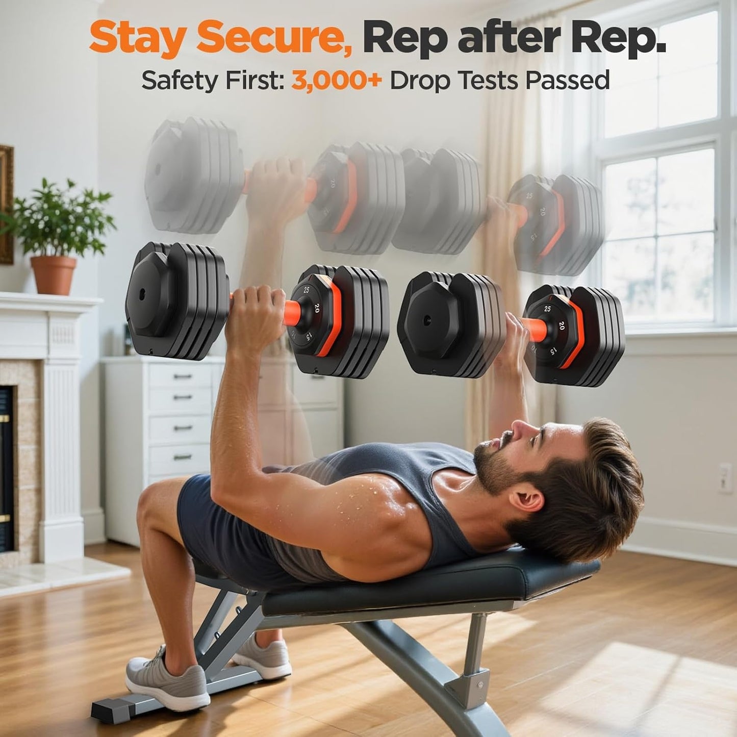 1 Pair 25LB/55LB Adjustable Dumbbells Set, 5LB to 25LB Dumbbell Weight Set