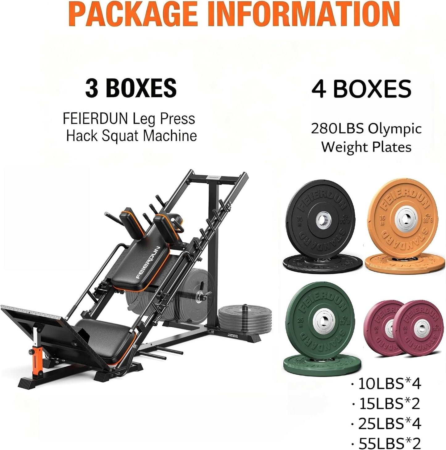 FEIERDUN 2-in-1 Leg Press Hack Squat Machine, Smoother & Zero-Maintenance Operation with Upgraded Roller System, Extended Full ROM, Heavy-Duty Leg Press Machine for Lower Body Strength Training
