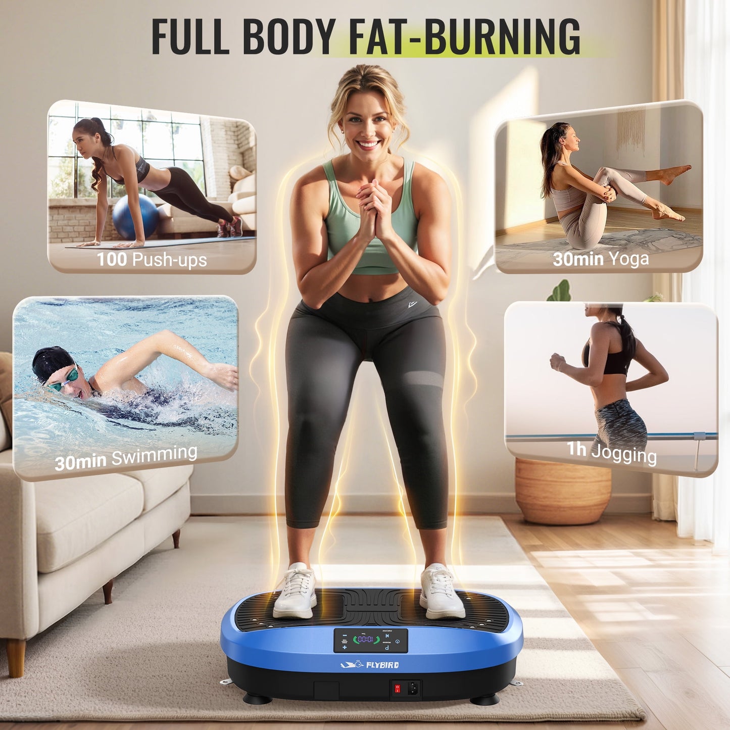 FLYBIRD Vibration Plate Exercise Machine, Lymphatic Drainage Machine