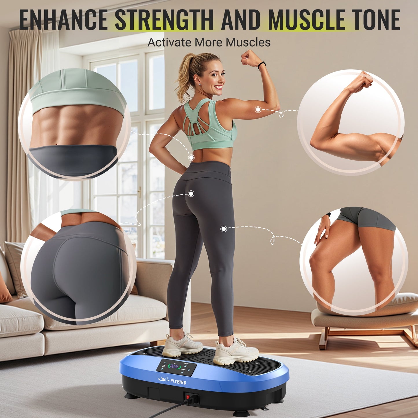 FLYBIRD Vibration Plate Exercise Machine, Lymphatic Drainage Machine