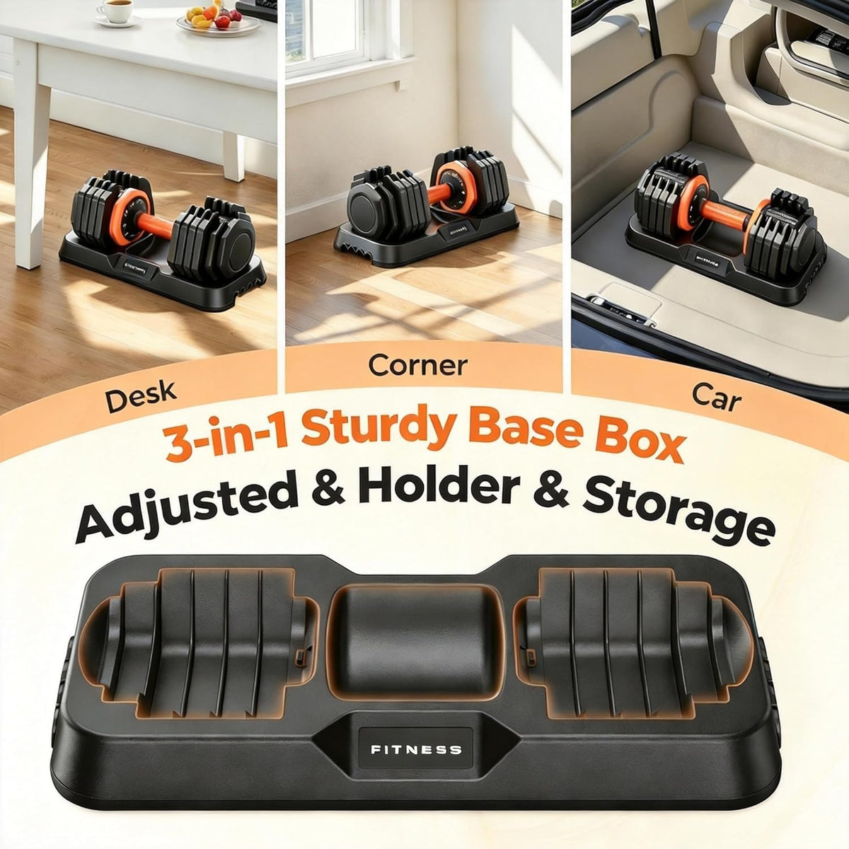 FEIERDUN Adjustable Dumbbell Set, Weight Set for Home Gym, 10-in-1 Free Weight Adjustable Dumbbells, Single Hand Twist Adjust with Non-Slip Handles, 90% Space Saving Strength Training for both Men&Women