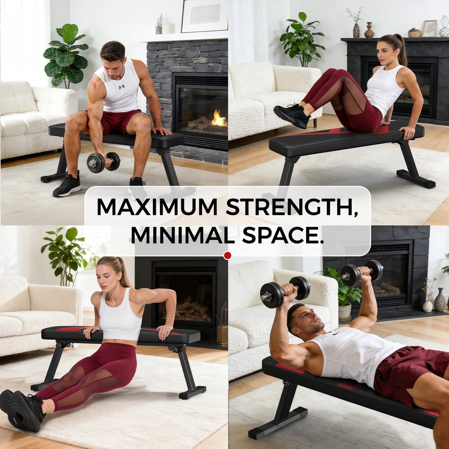 FLYBIRD Flat Bench, Foldable Flat Weight Bench Easy Assembly for Strength Training Bench Press