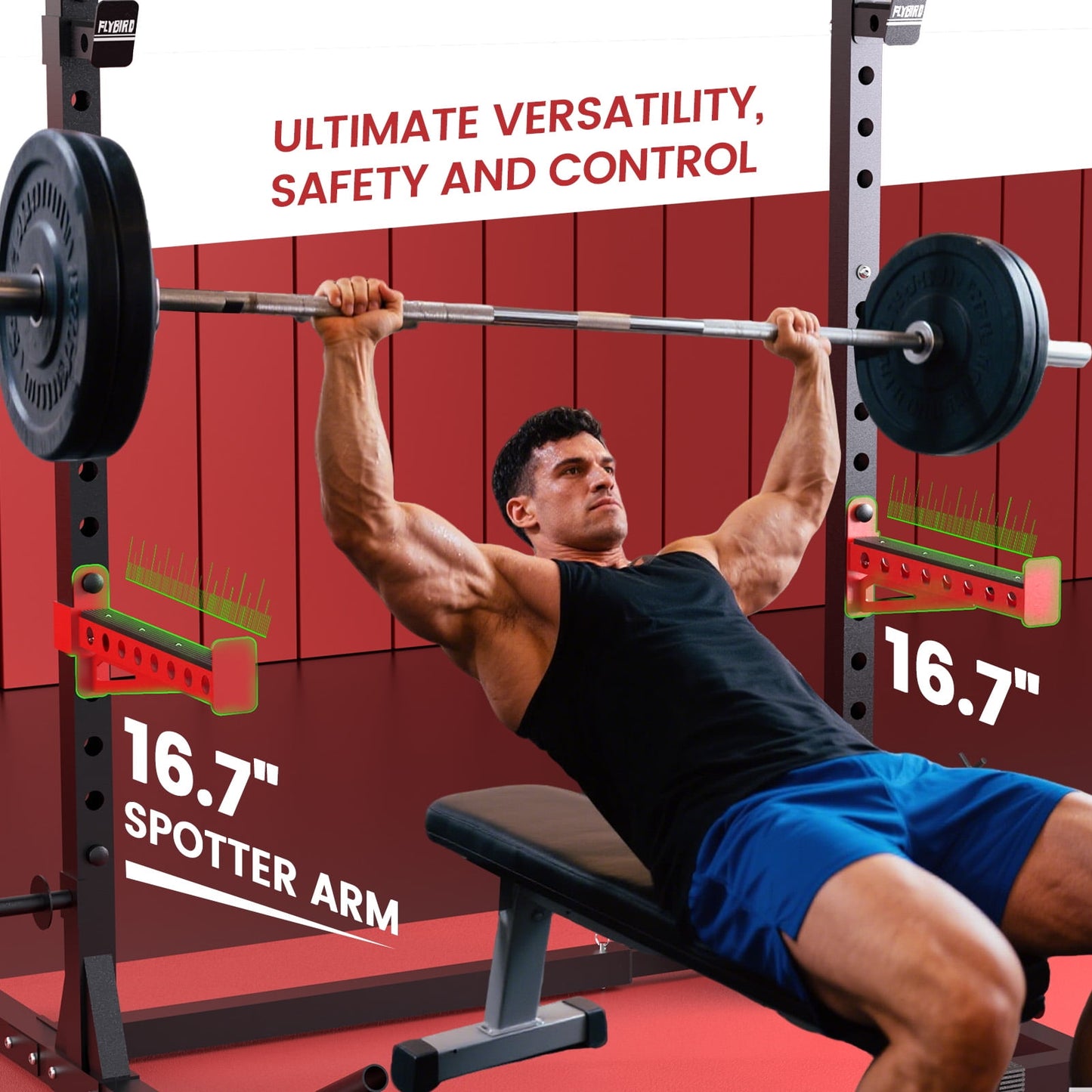 FLYBIRD Adjustable Squat Rack with Pull-Up Bar