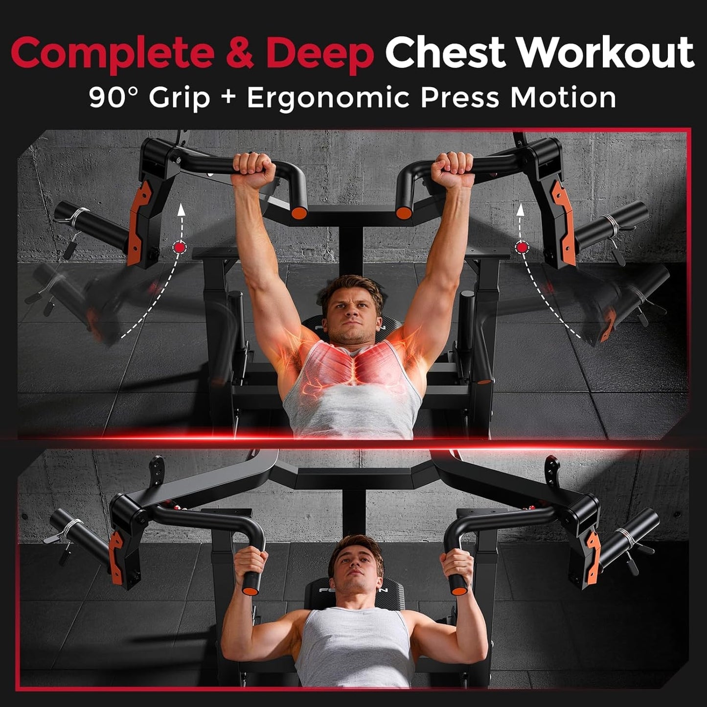 FED FITNESS Strength Studio Chest Press Machine – Converging Arms,4-Position Adjustable Lever Arms,Home Gym Strength Training Equipment