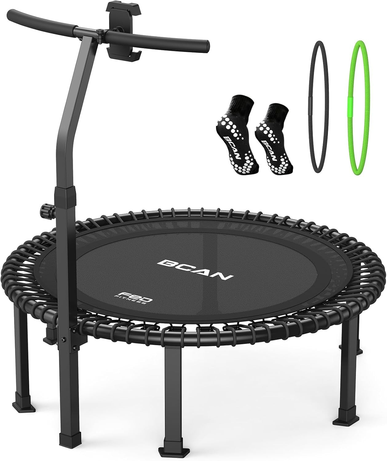 BCAN 40"/48" Soft Land Pro Fitness Rebounder Trampoline, 500 lb Capacity, Adjustable Tension Bungees