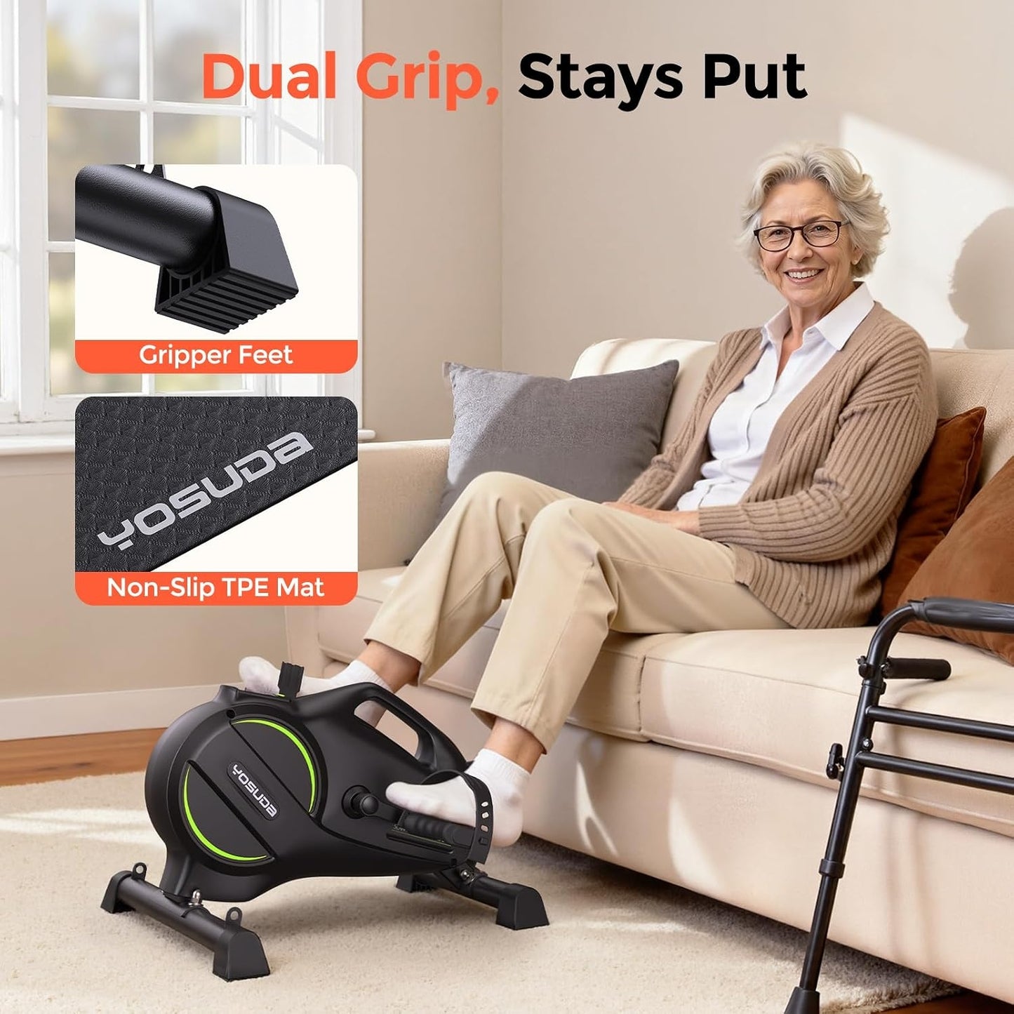 YOSUDA Under Desk Bike with 16-Level Magnetic Resistance, Mini Exercise Bike with Bluetooth App
