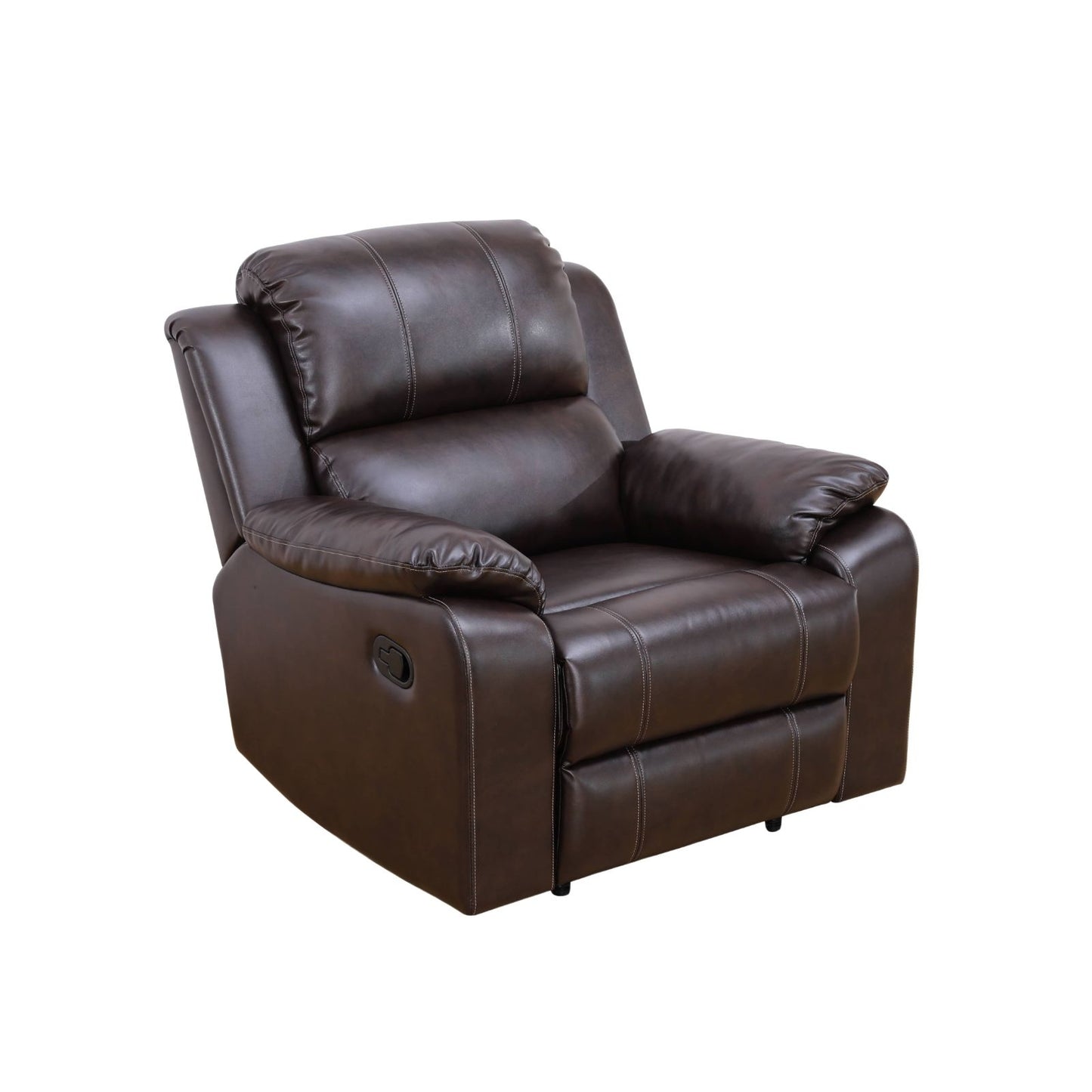 KOLIGEY Brown Breathing Leather Living Room Sectional Recliner Arm Chair