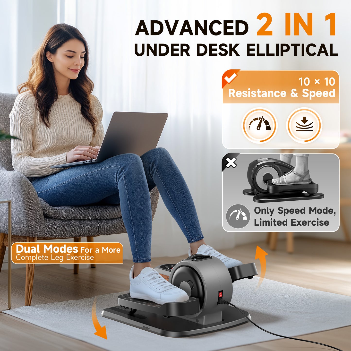 YOSUDA Under Desk Elliptical Machine,  Elliptical Leg Exerciser Portable Electric Seated Pedal Exerciser