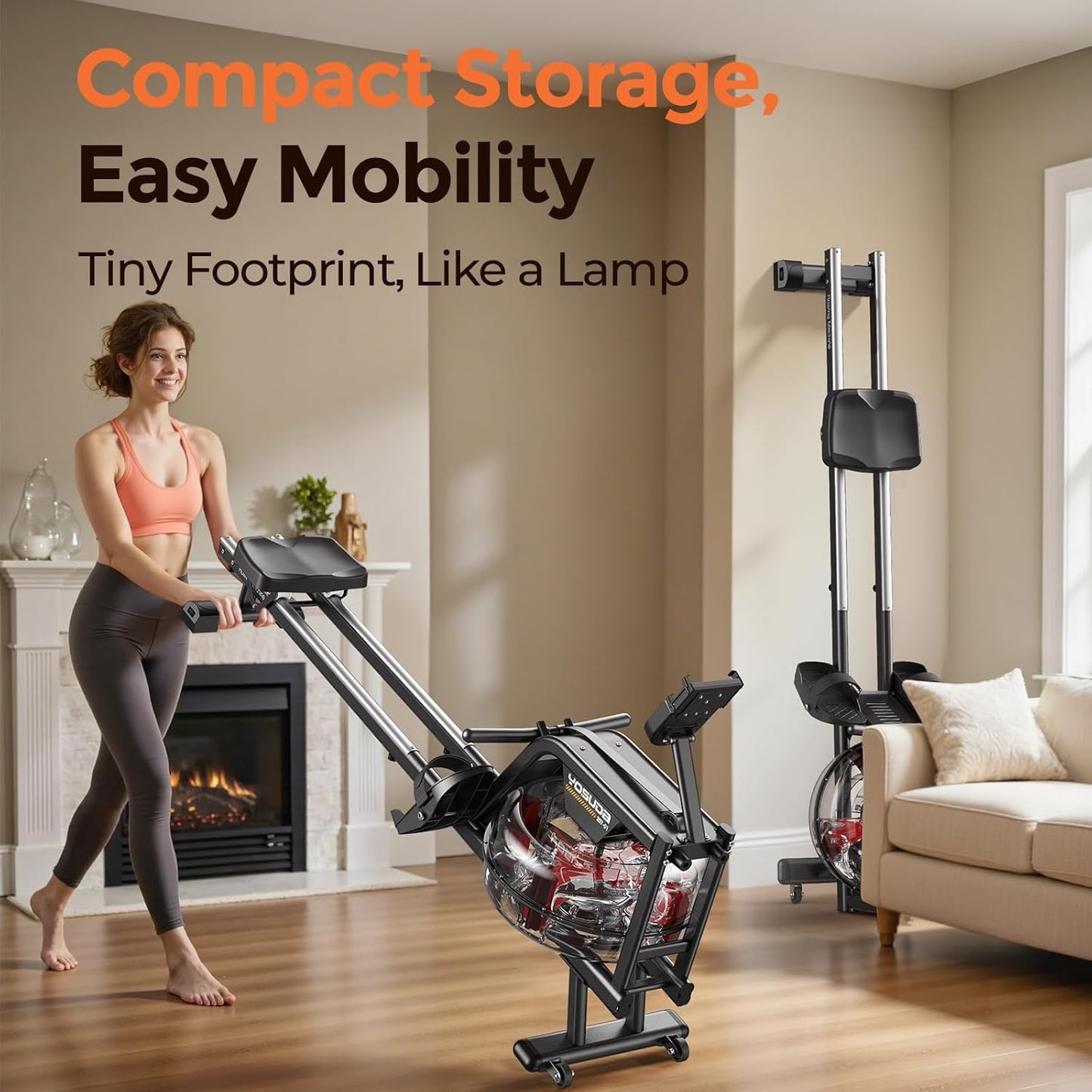 YOSUDA Home Water Rower Machine, 350 lbs Max Weight, with LCD Display