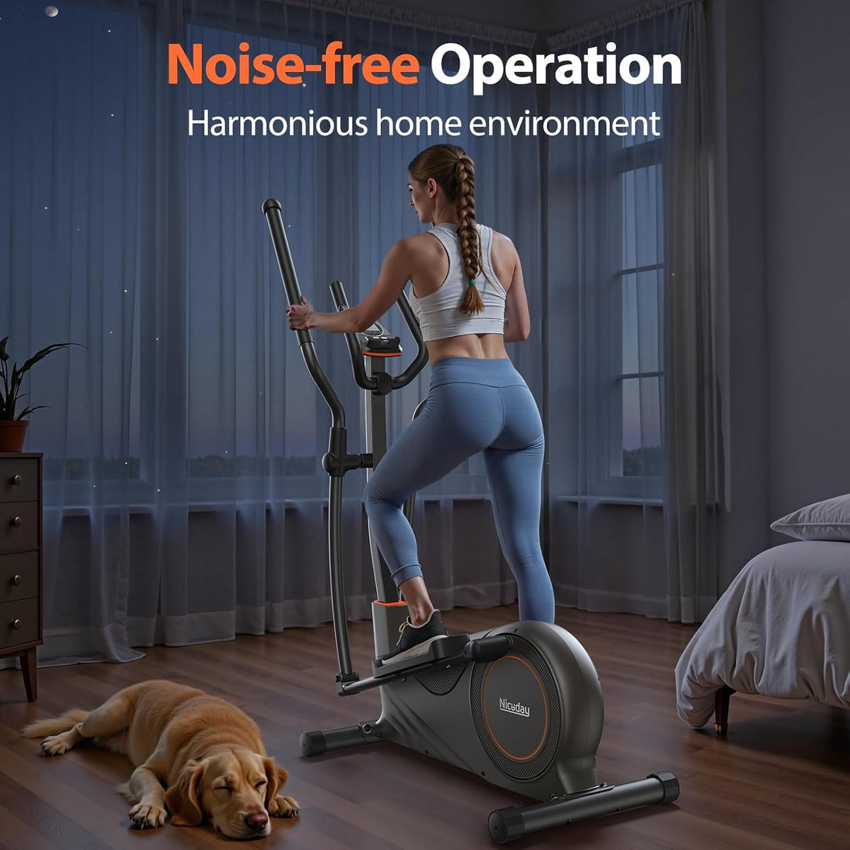 Niceday Elliptical Exercise Machine with 15.5IN/16IN/20IN Stride | Magnetic Elliptical Trainer for Home Use, 16 Resistance Levels, 400LBS Loading Capacity, Support Kinomap APP