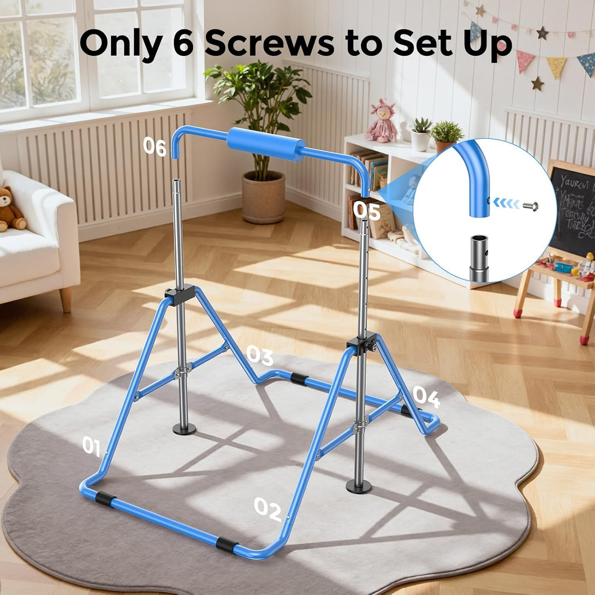 Sportsroyals Gymnastics Bar for Kids,Adjustable Height Gymnastic Horizontal Bars,Folding Gymnastic Junior Training Kip Bar for Home