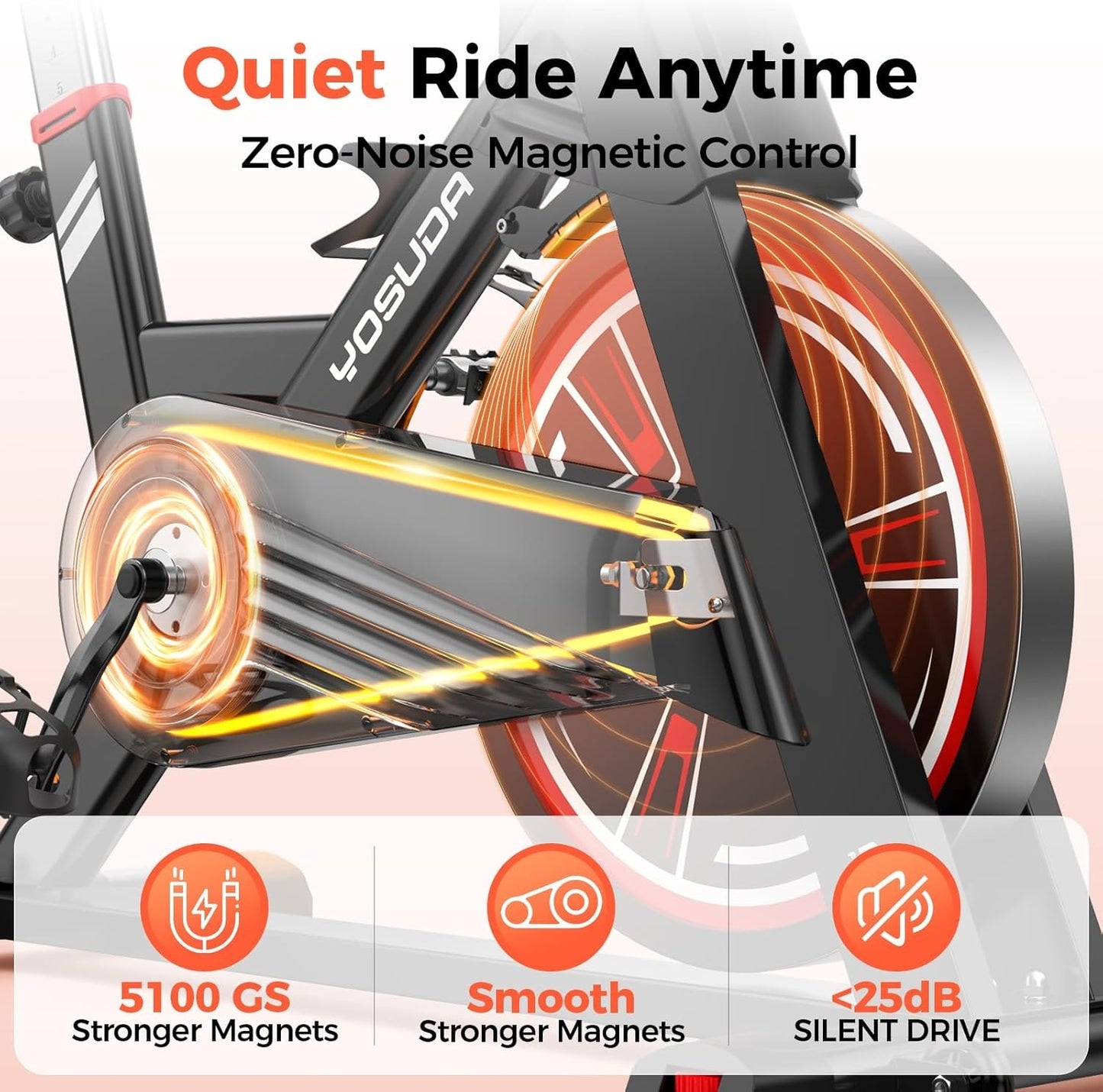 YOSUDA PRO Magnetic Exercise Bike 350 lbs Weight Capacity - Indoor Cycling Bike Stationary with Comfortable Seat Cushion, Silent Belt Drive 010C