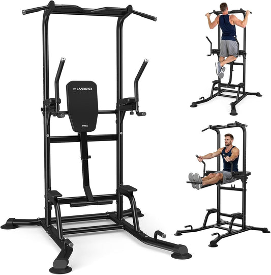 FED FITNESS Power Tower: Adjustable Multi-Function Pull Up & Dip Station, 800 lbs Capacity, Home Gym Strength & Ab Workout