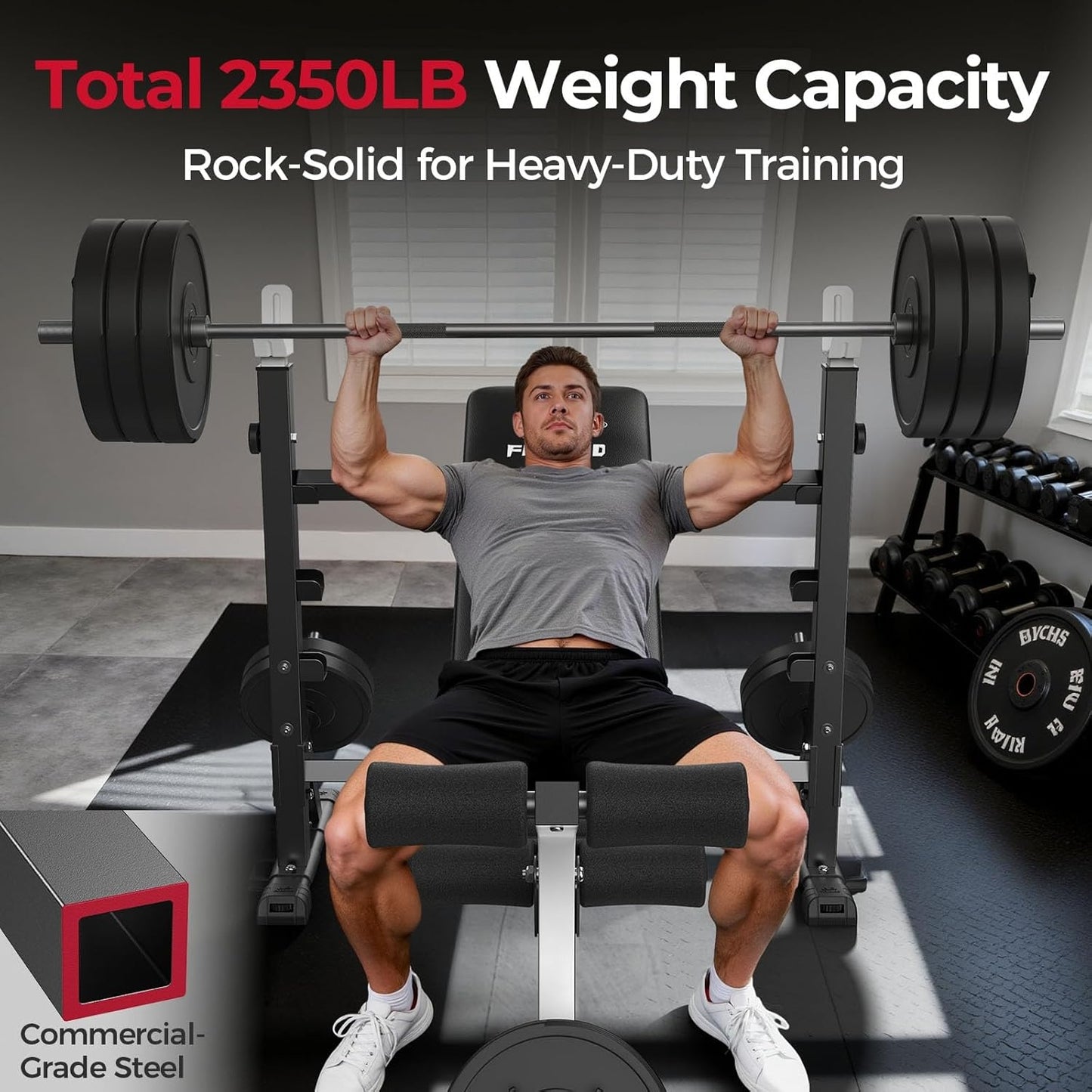 FLYBIRD Standard Weight Bench with Preacher Curl, Leg Developer